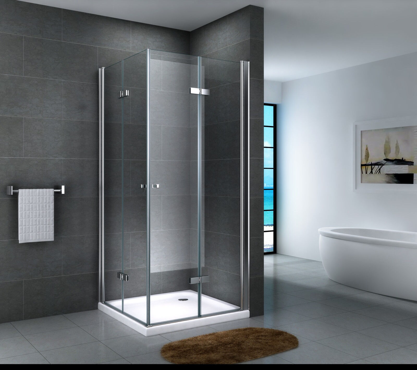 Fa-Bausysteme Glasdusche Lahn Gestreift 80 x 80 cm ohne Wanne