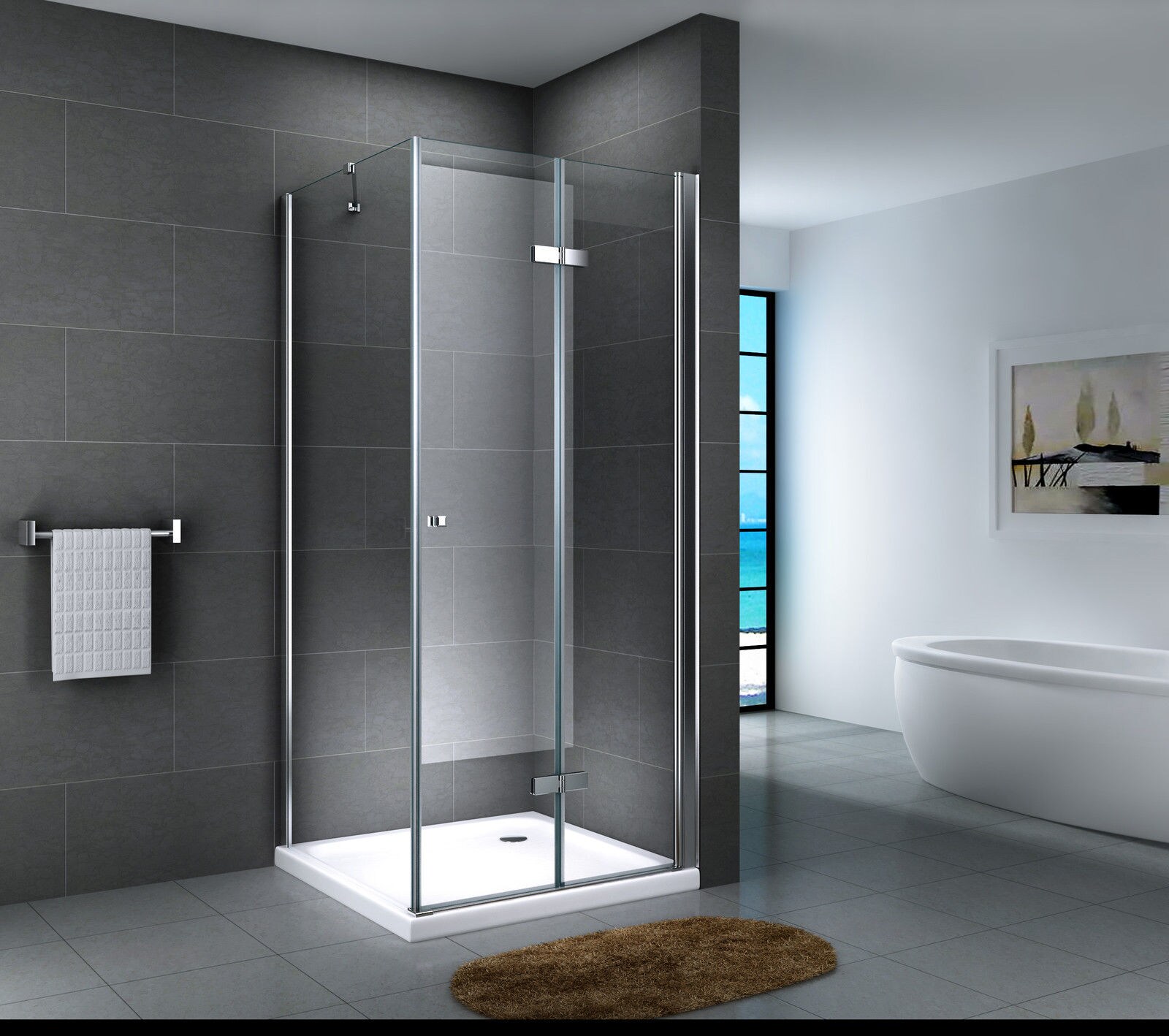 Fa-Bausysteme Glasdusche Leine Klarglas 90 x 90 cm ohne Wanne