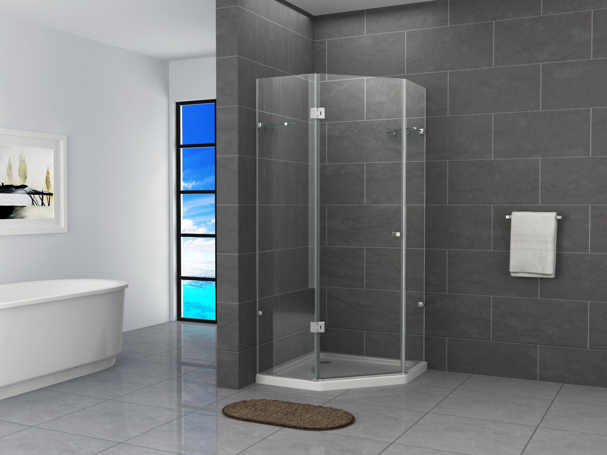 Fa-Bausysteme Glasdusche Lippe rechts Klarglas 80 x 80 cm ohne Wanne - Bild 1