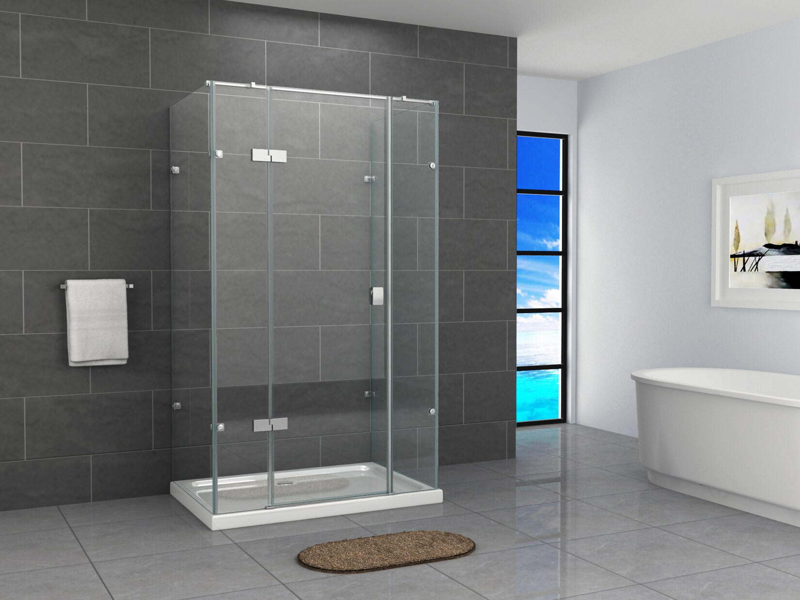 Fa-Bausysteme Glasdusche Isar links Klarglas 100 x 80 cm mit Wanne