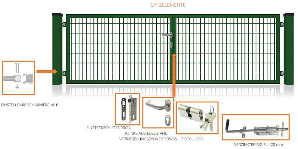 Fa-Bausysteme Doppelflügeltor Moosgrün 2000 x 800 mm