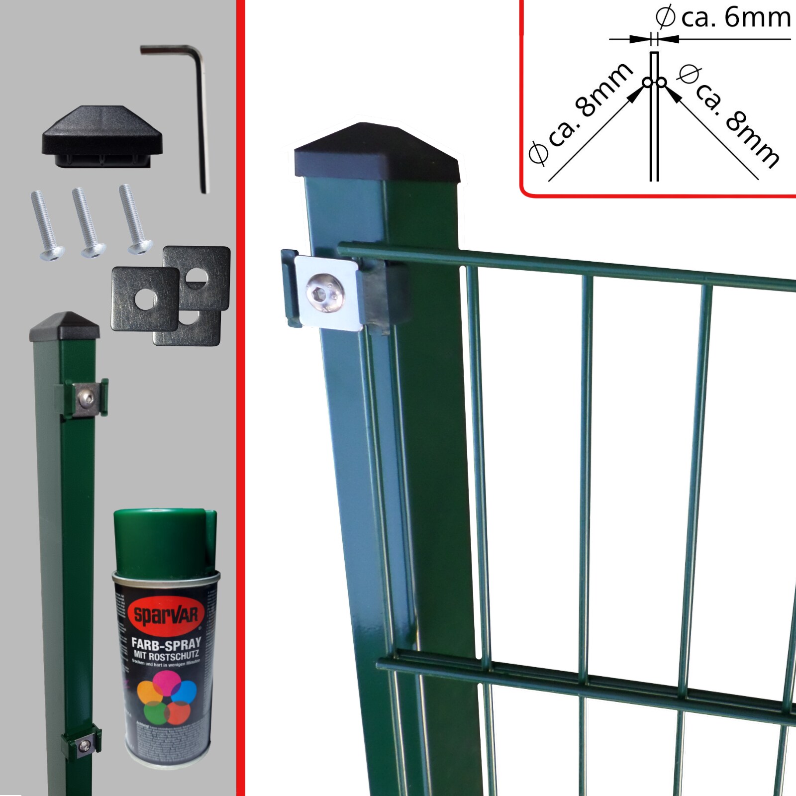 Fa-Bausysteme Doppelstabzaun Moosgr&uuml;n  8-6-8 Pl&auml;ttchen 1830 mm 17,5 m - Bild 1