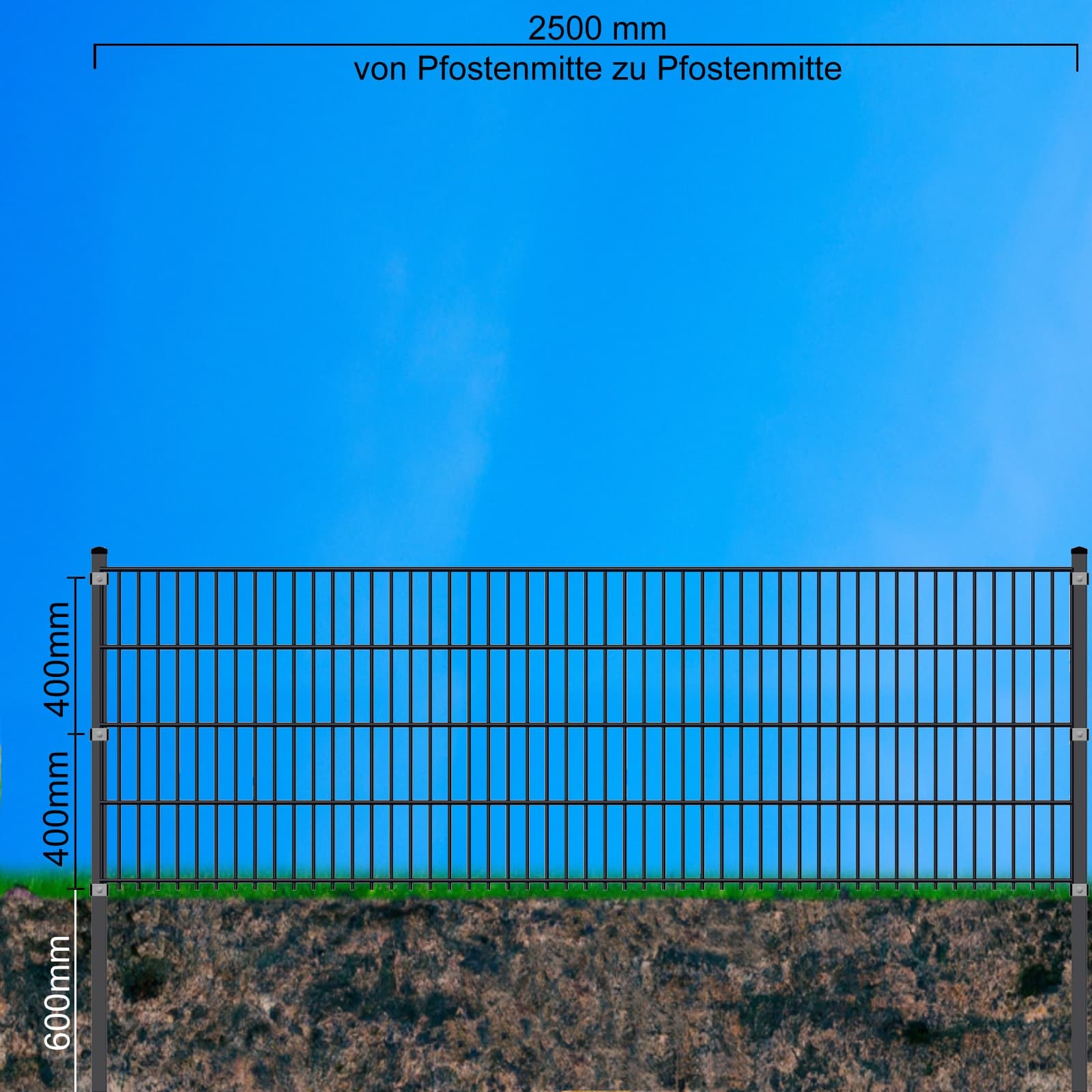 Fa-Bausysteme Doppelstabzaun Moosgr&uuml;n  8-6-8 Pl&auml;ttchen 830 mm 20 m - Bild 1