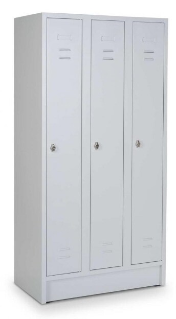 CEHA Reihen- und Garderobenschrank mit 120 cm Breite und 3 Abteil in RAL7035 - Bild 1