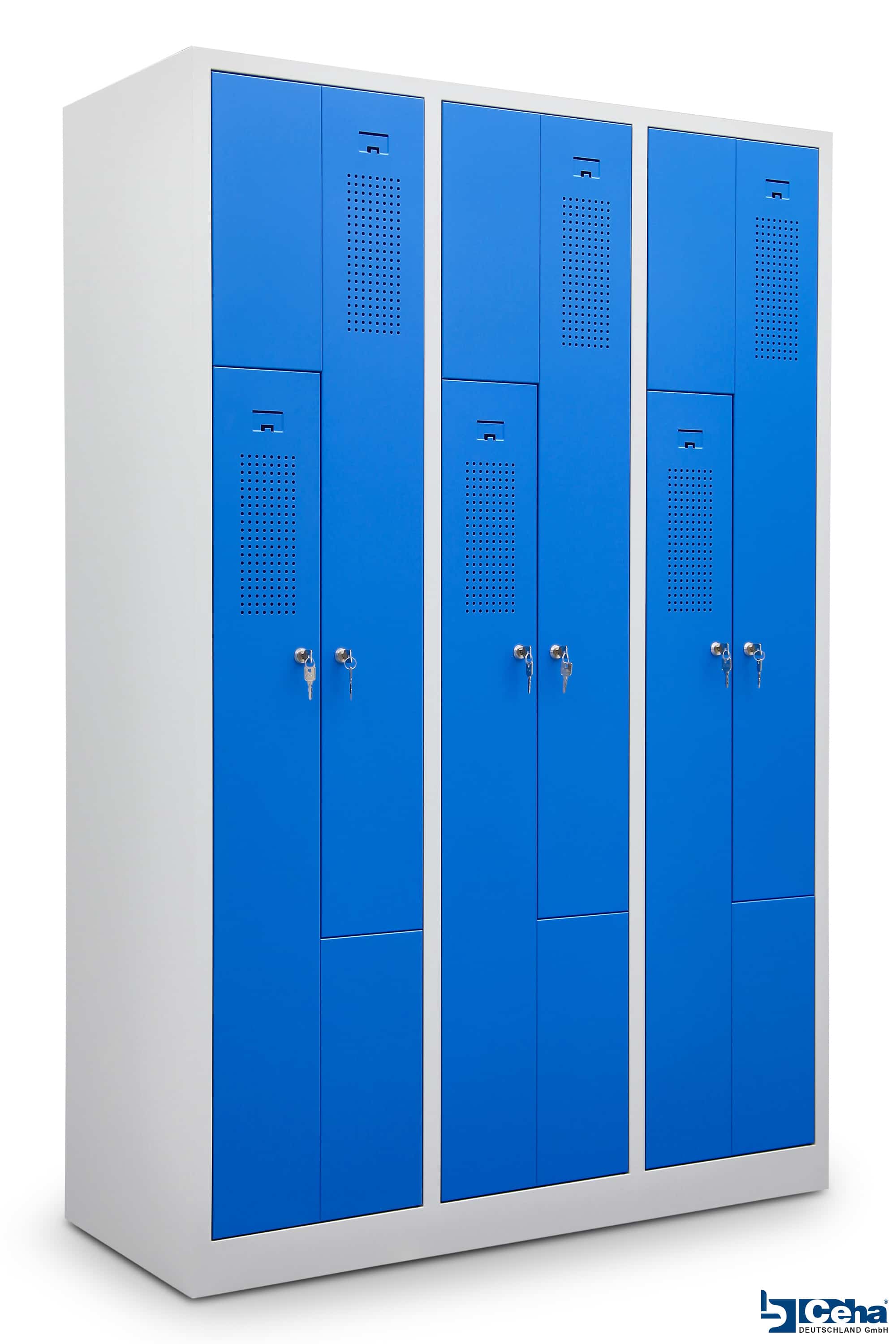 CEHA Garderoben Z-Spind 120 cm Breite mit T&uuml;ren in enzianblau RAL5010 - Bild 1