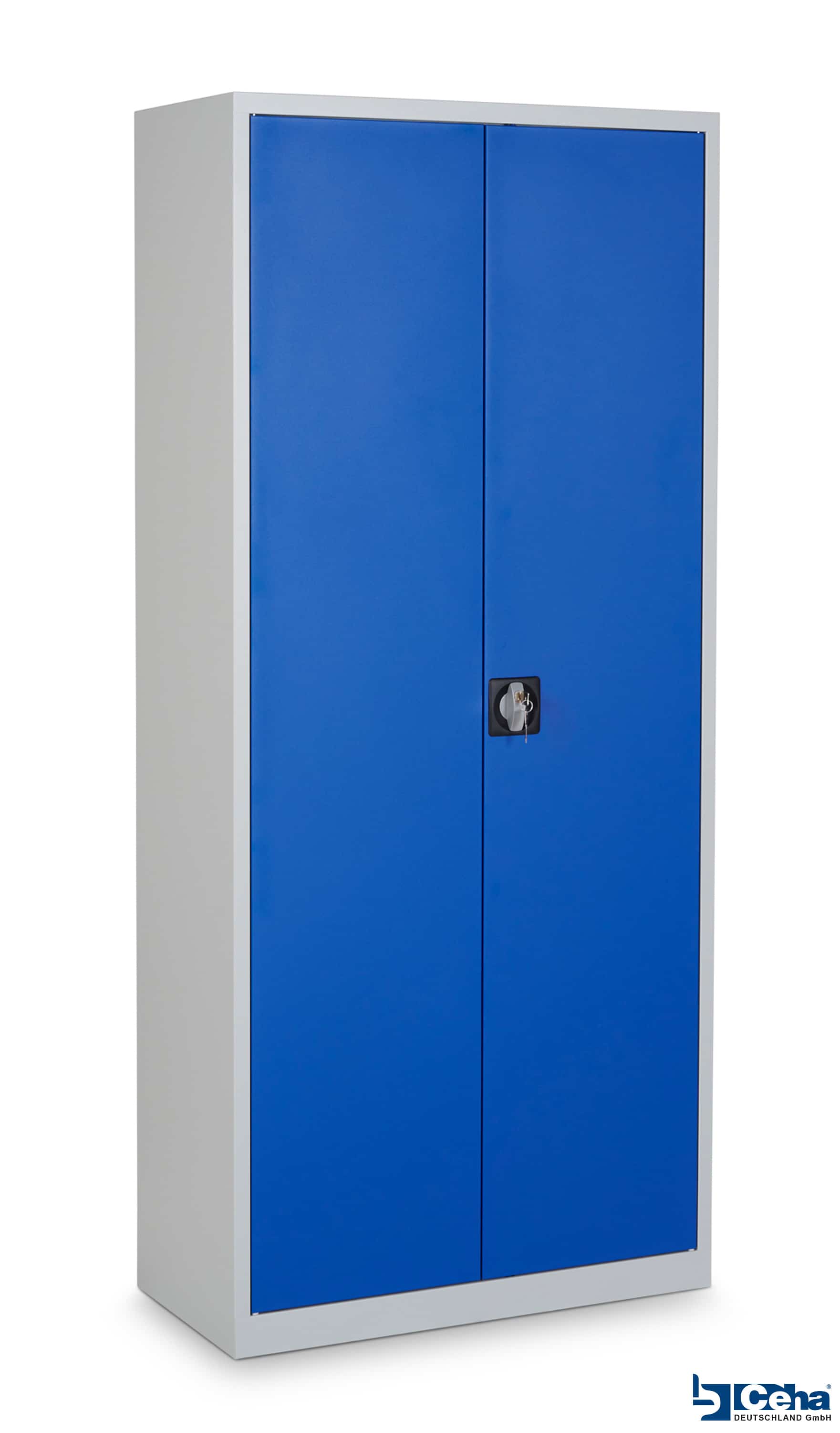 CEHA Stahl- und Fl&uuml;gelt&uuml;renschrank 92 x 50 cm enzianblau mit verzinkten Fachb&ouml;den - Bild 1