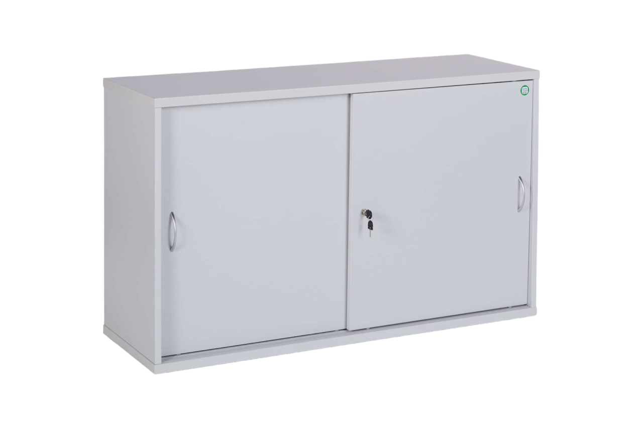 CEHA Schiebet&uuml;ren- und Sideboard B&uuml;roschrank Holz 120 cm Breite in Dekor grau mit 2OH - Bild 1