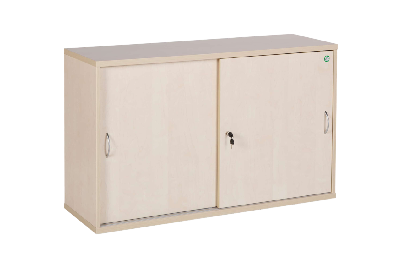 CEHA Schiebet&uuml;ren- und Sideboard B&uuml;roschrank Holz 120 cm Breite in Dekor ahorn mit 2OH - Bild 1