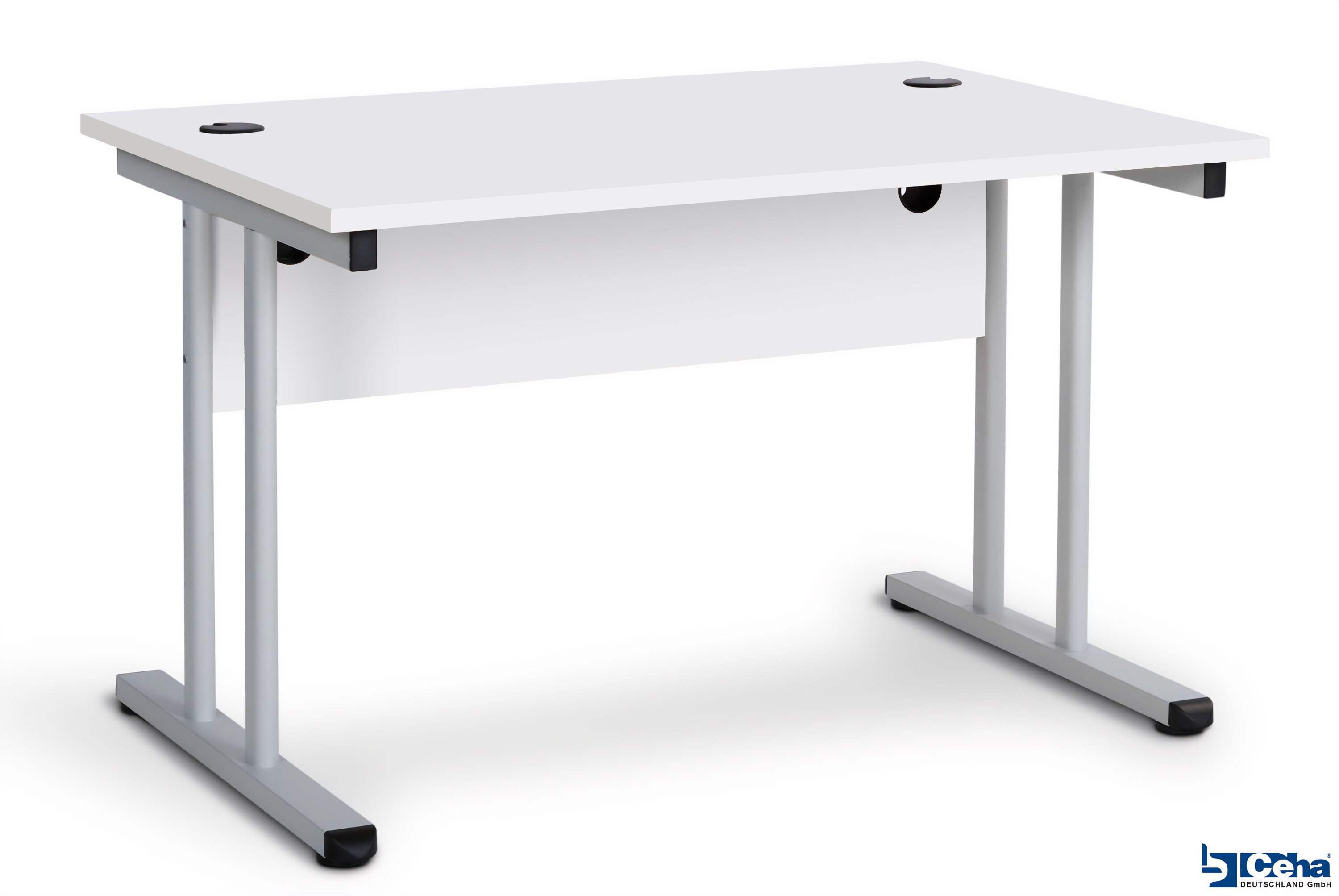 CEHA B&uuml;roschreibtisch mit T-Fu&szlig; und Knieraumblende 120 x 80 cm wei&szlig; - Bild 1
