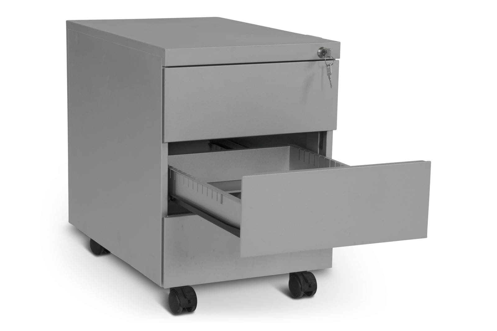 CEHA Design-Rollcontainer ST390 mit 3 Sch&uuml;ben in wei&szlig;aluminium (RAL9006) - Bild 1