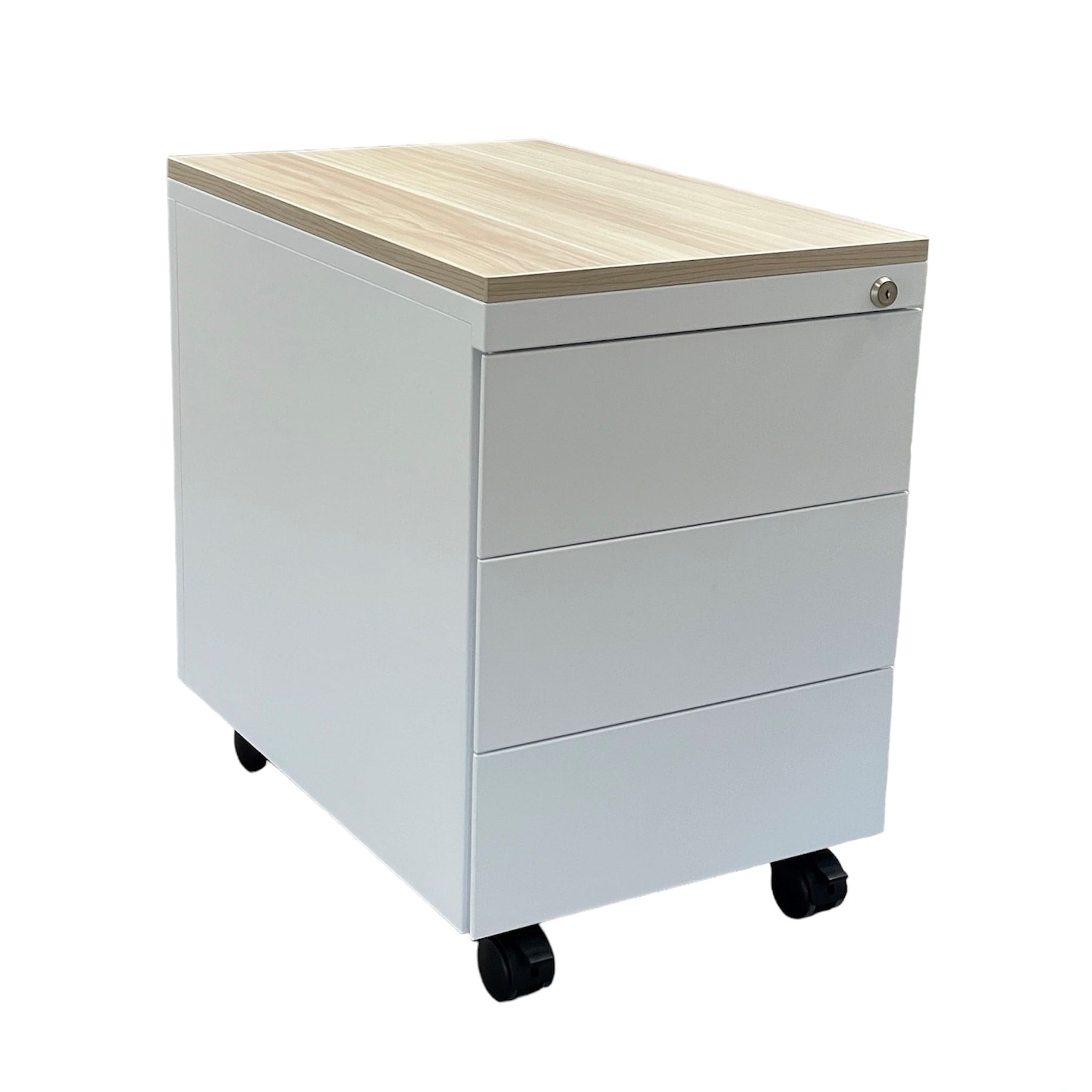 CEHA Design-Rollcontainer ST390 mit Holztop 3 Sch&uuml;ben in signalwei&szlig; (RAL9003) - Bild 1