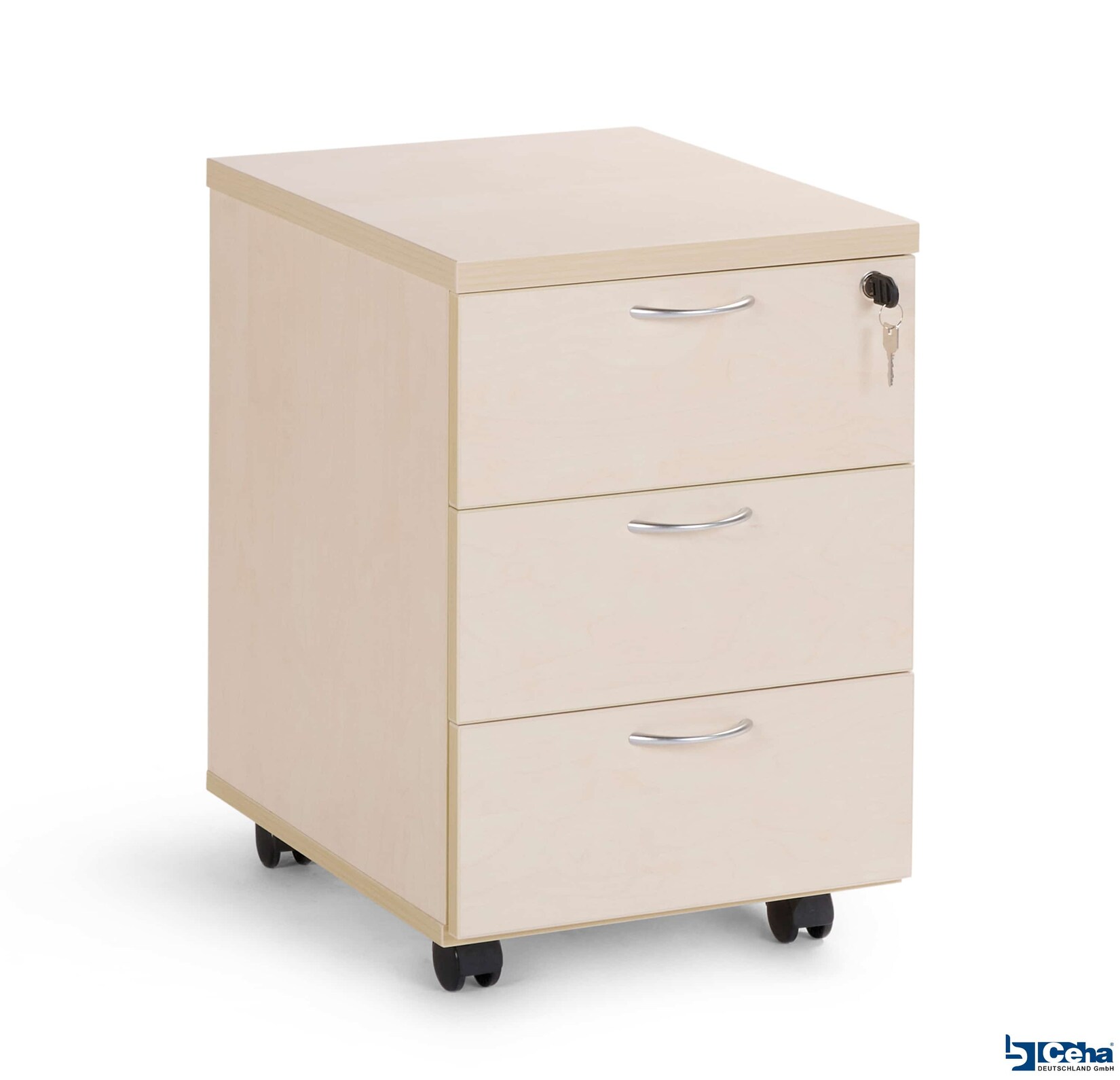 CEHA Rollcontainer aus Holz mit 3 Schubladen in Dekor ahorn | 04251915407255