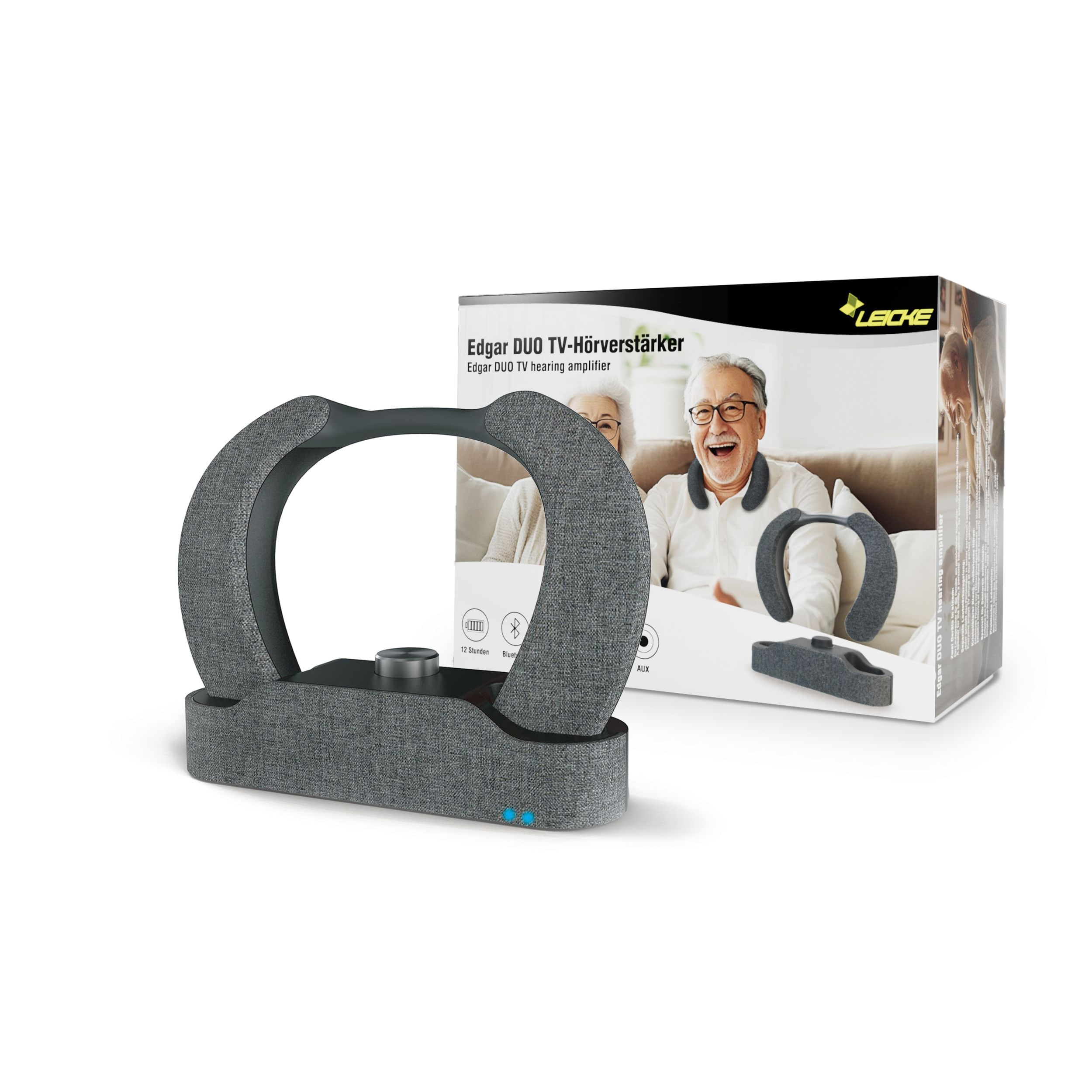 LEICKE Edgar Duo TV-Lautsprecher Nackenkopfh&ouml;rer H&ouml;rverst&auml;rker f&uuml;r Senioren - Bild 1