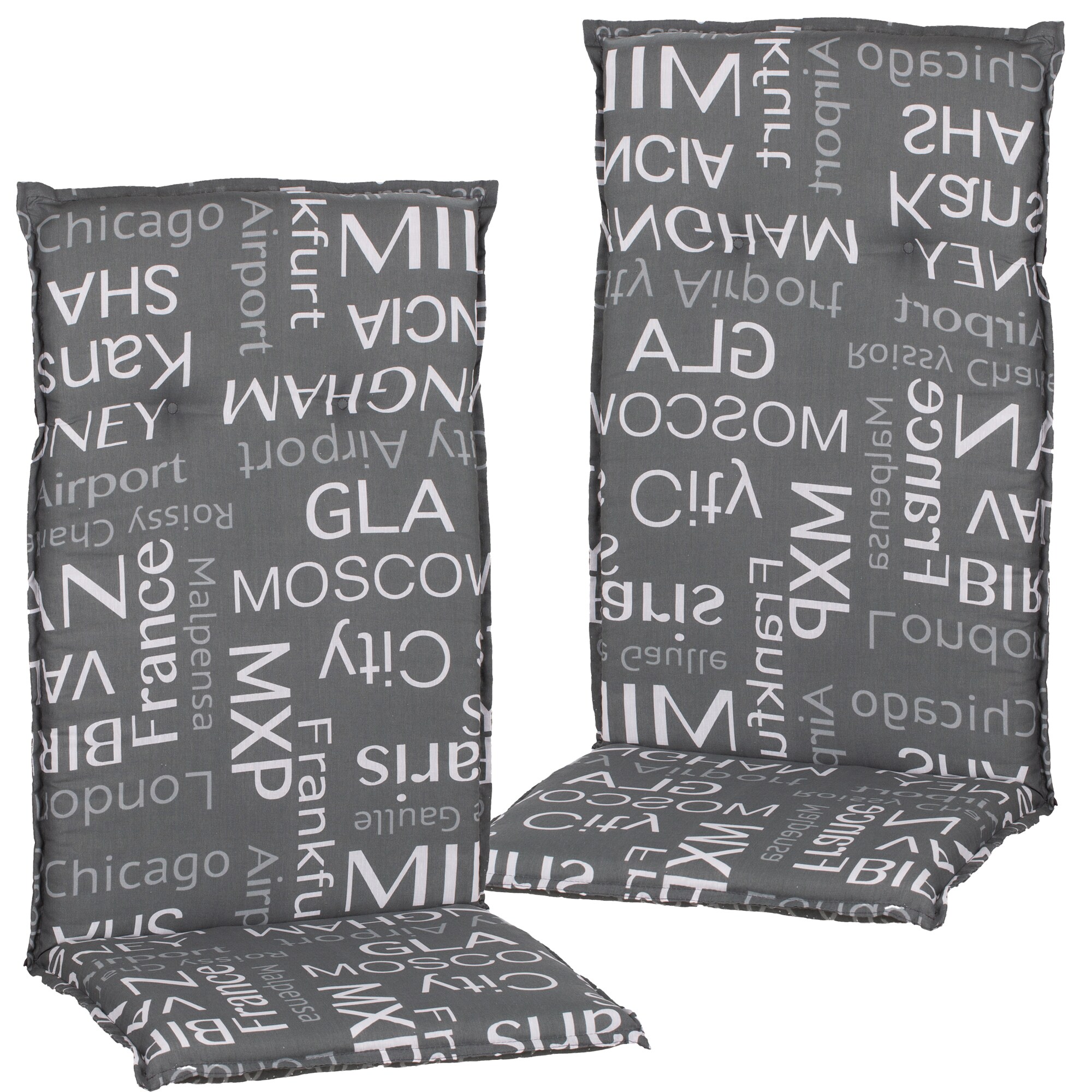 NYVI Gartenstuhl-Auflage Barcelona &ndash; Hochlehnerauflage f&uuml;r Gartenst&uuml;hle Anzahl:2er Set;Dessin:St&auml;dtenamen - Bild 1