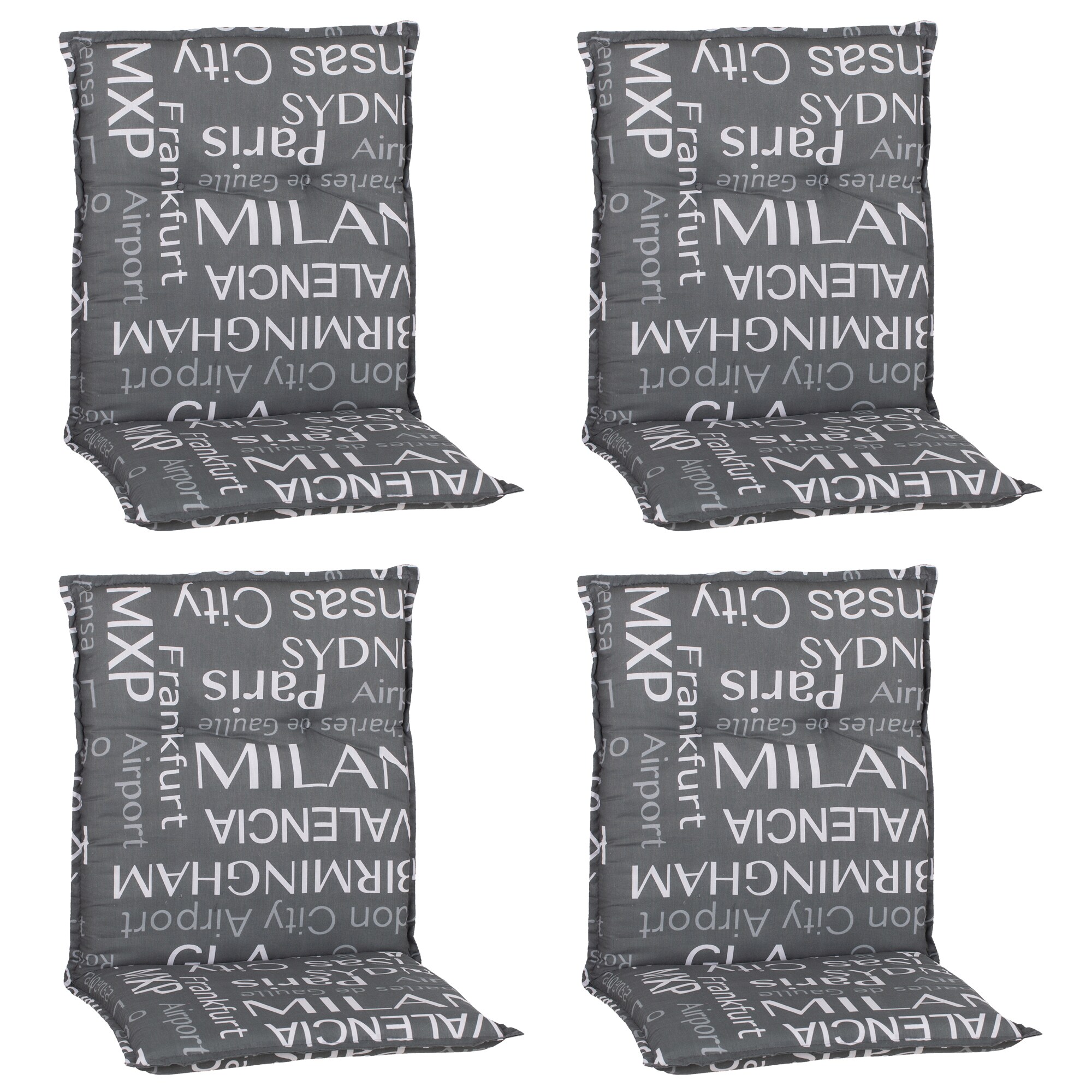 NYVI Gartenstuhl-Auflage Barcelona &ndash; Niedriglehnerauflage f&uuml;r Gartenst&uuml;hle Anzahl:4er Set;Dessin:St&auml;dtenamen - Bild 1