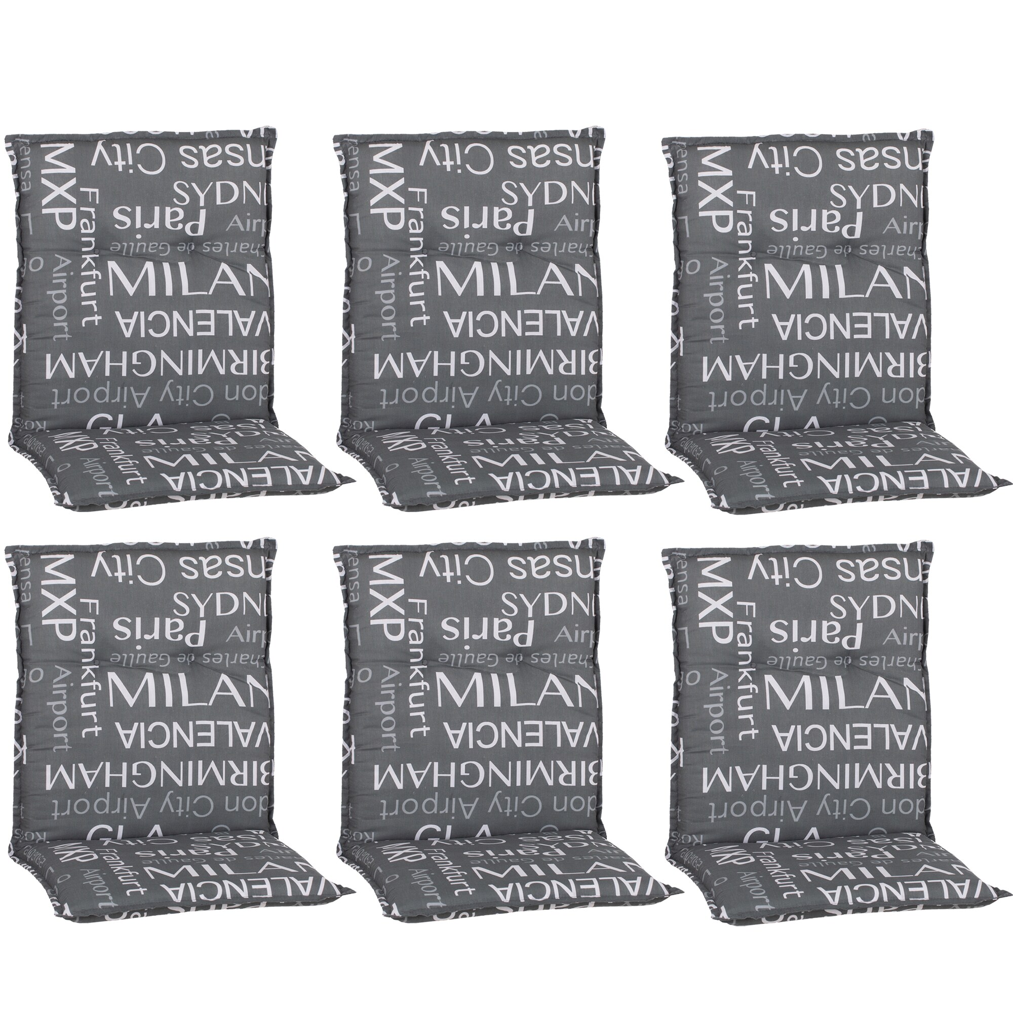 NYVI Gartenstuhl-Auflage Barcelona &ndash; Niedriglehnerauflage f&uuml;r Gartenst&uuml;hle Anzahl:6er Set;Dessin:St&auml;dtenamen - Bild 1