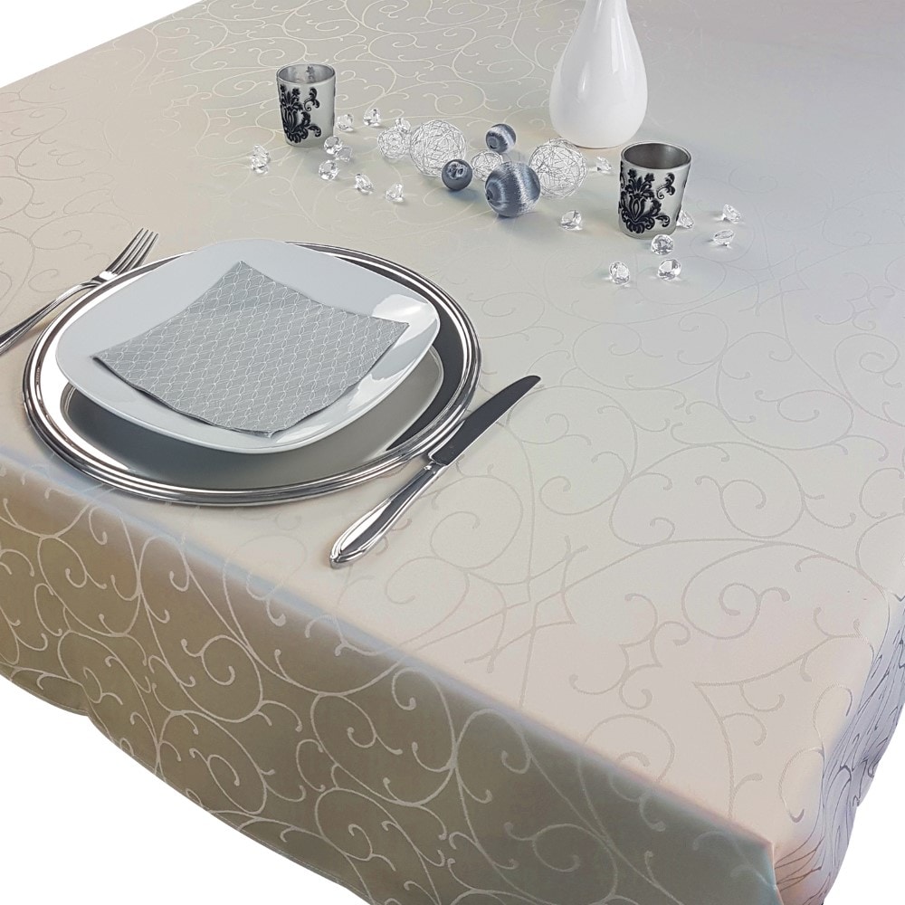 NYVI Tafeldecke Premium 150x250 cm mit edlen Ornamenten Farbe:Ecru - Bild 1