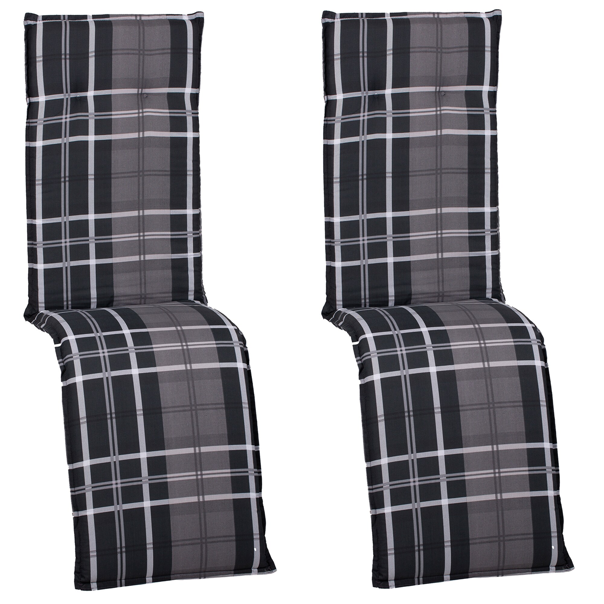 NYVI Auflage f&uuml;r Relaxliegen Barcelona 2er Set 171x50x6cm &ndash; Liegenauflage mit Komfortschaumkern und Bezug &ndash; Sitzpolster f&uuml;r Gartenliegen Dessin:Anthrazit / Wei&szlig; / Grau Karo - Bild 1