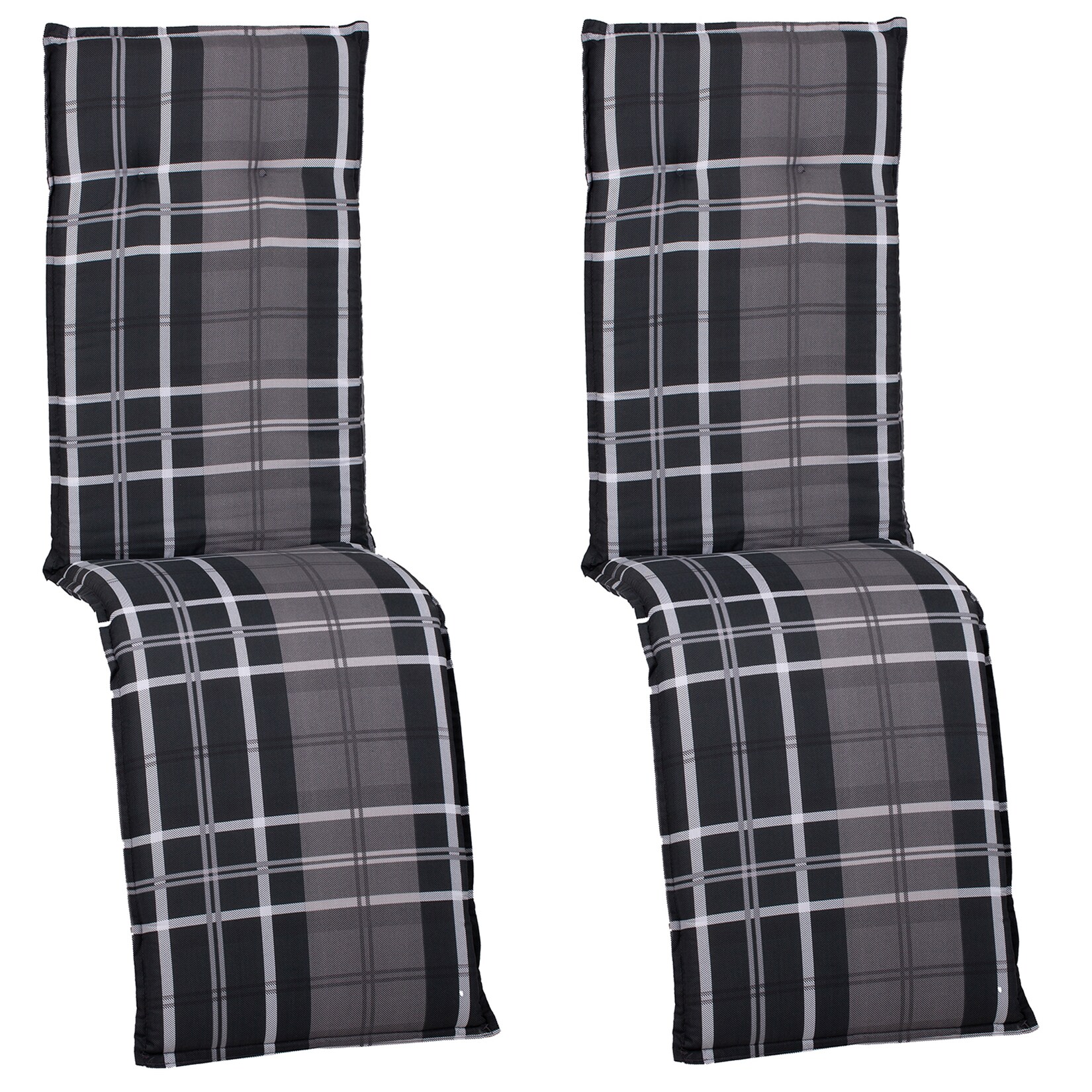NYVI Auflage für Relaxliegen Barcelona 2er Set 171x50x6cm – Liegenauflage mit Komfortschaumkern und Bezug – Sitzpolster für Gartenliegen Dessin:Anthrazit / Weiß / Grau Karo