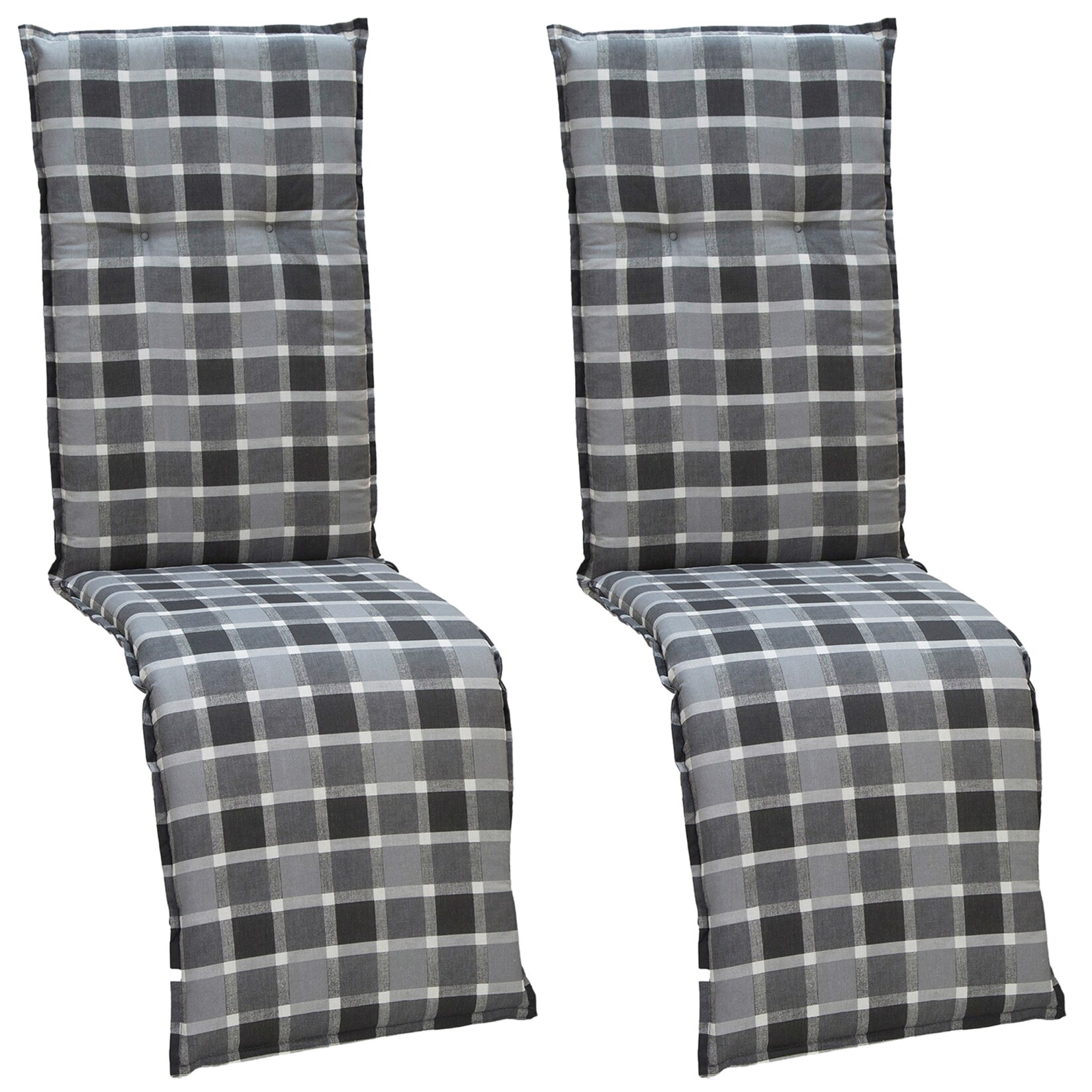 NYVI Auflage für Relaxliegen Barcelona 2er Set 171x50x6cm – Liegenauflage mit Komfortschaumkern und Bezug – Sitzpolster für Gartenliegen Dessin:Grau / Anthrazit Karo