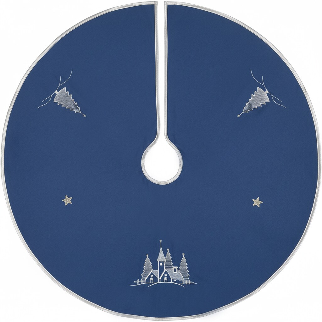 NYVI Weihnachtsbaumdecke Weihnachtsdorf 90 cm - Weihnachtsbaum Rock - Tolle Dekoration f&uuml;r alle Weihnachtsb&auml;ume Farbe:Blau - Bild 1