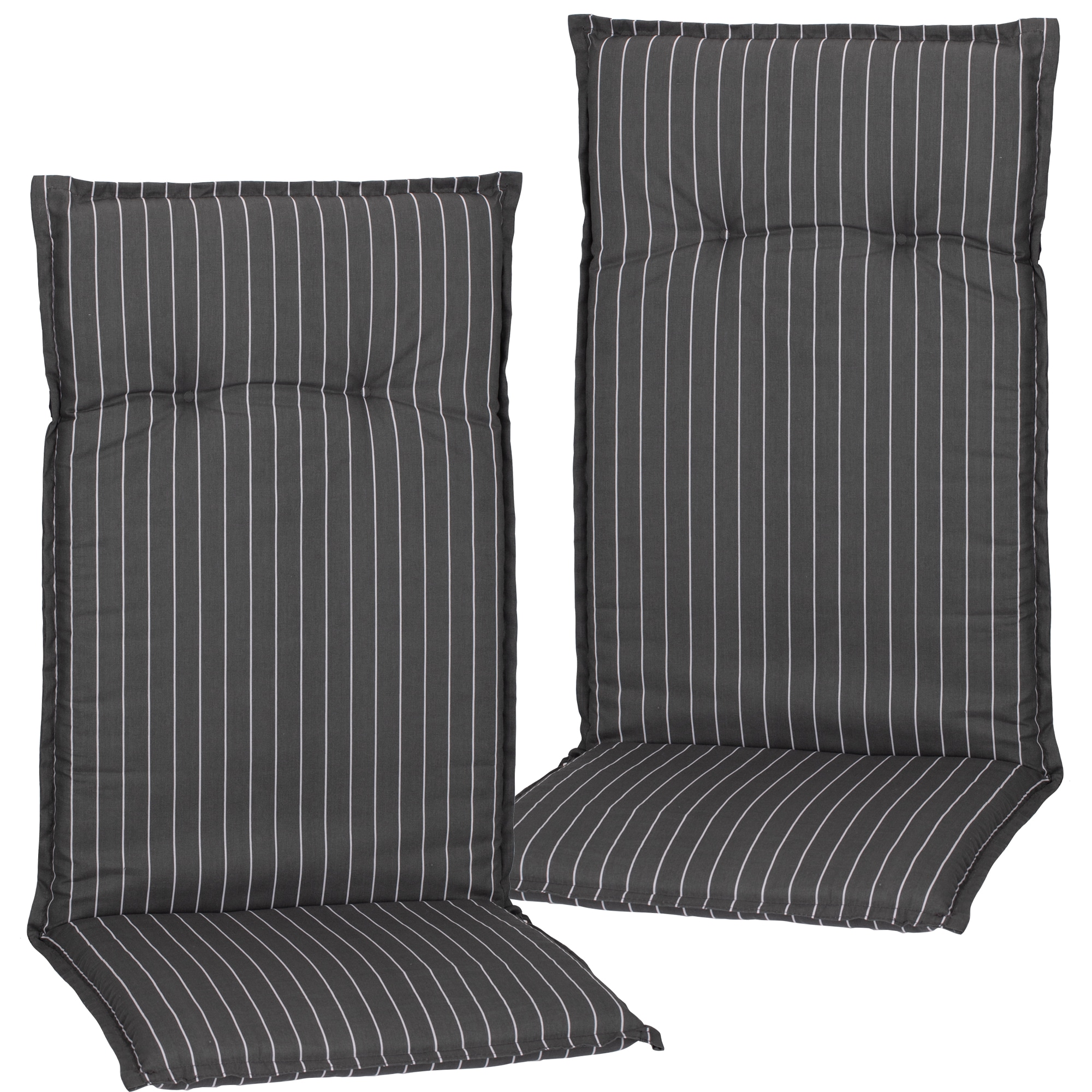 NYVI Gartenstuhl-Auflage Barcelona &ndash; Hochlehnerauflage f&uuml;r Gartenst&uuml;hle Anzahl:2er Set;Dessin:Grau Wei&szlig;e Streifen - Bild 1