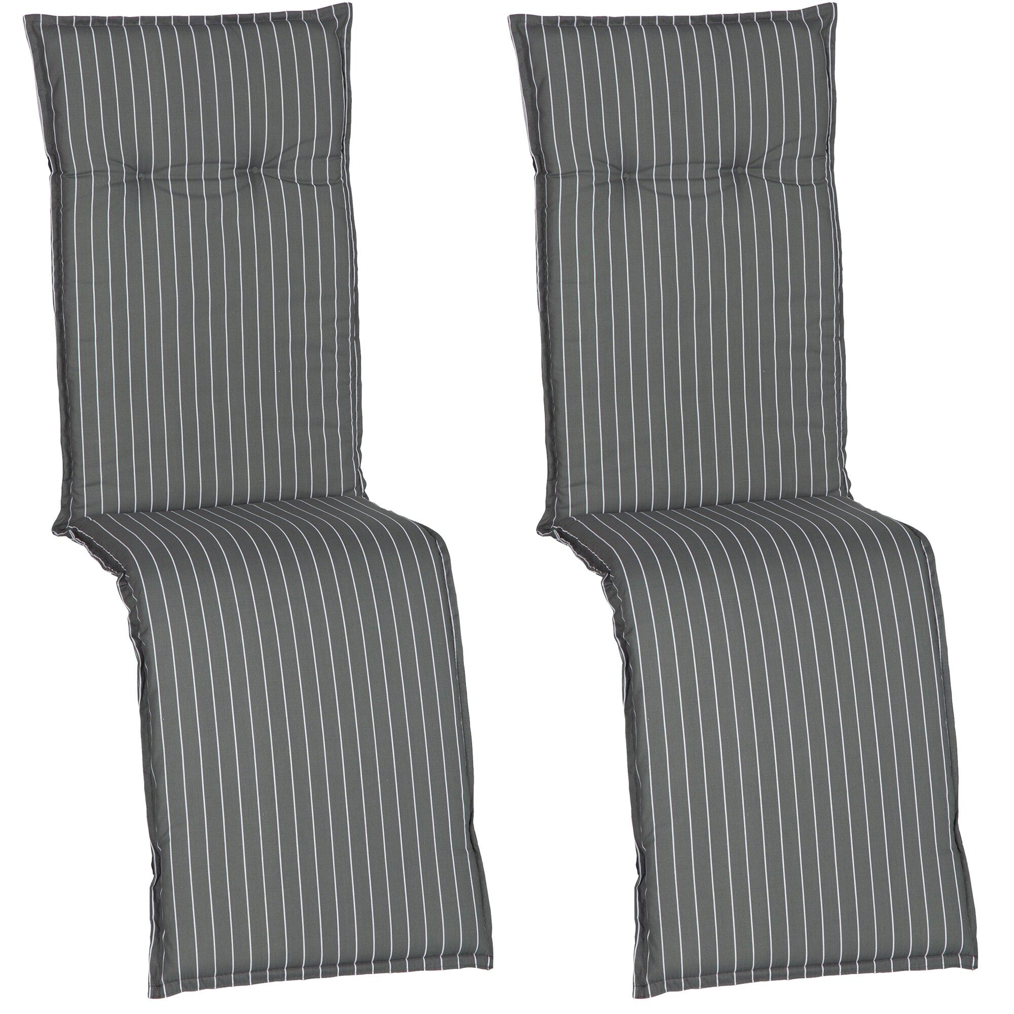 NYVI Auflage f&uuml;r Relaxliegen Barcelona 2er Set 171x50x6cm &ndash; Liegenauflage mit Komfortschaumkern und Bezug &ndash; Sitzpolster f&uuml;r Gartenliegen Dessin:Grau Wei&szlig;e Streifen - Bild 1