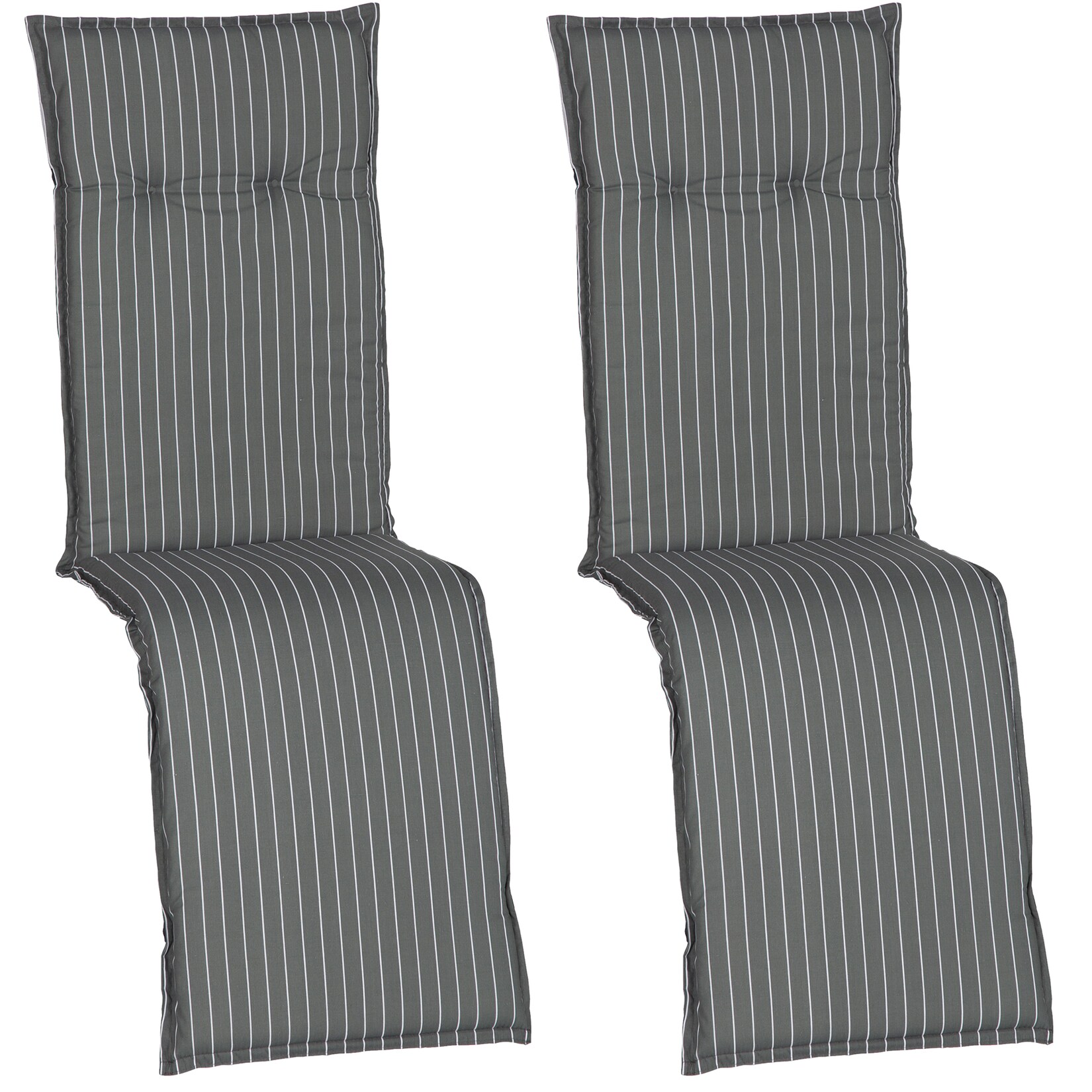 NYVI Auflage für Relaxliegen Barcelona 2er Set 171x50x6cm – Liegenauflage mit Komfortschaumkern und Bezug – Sitzpolster für Gartenliegen Dessin:Grau Weiße Streifen