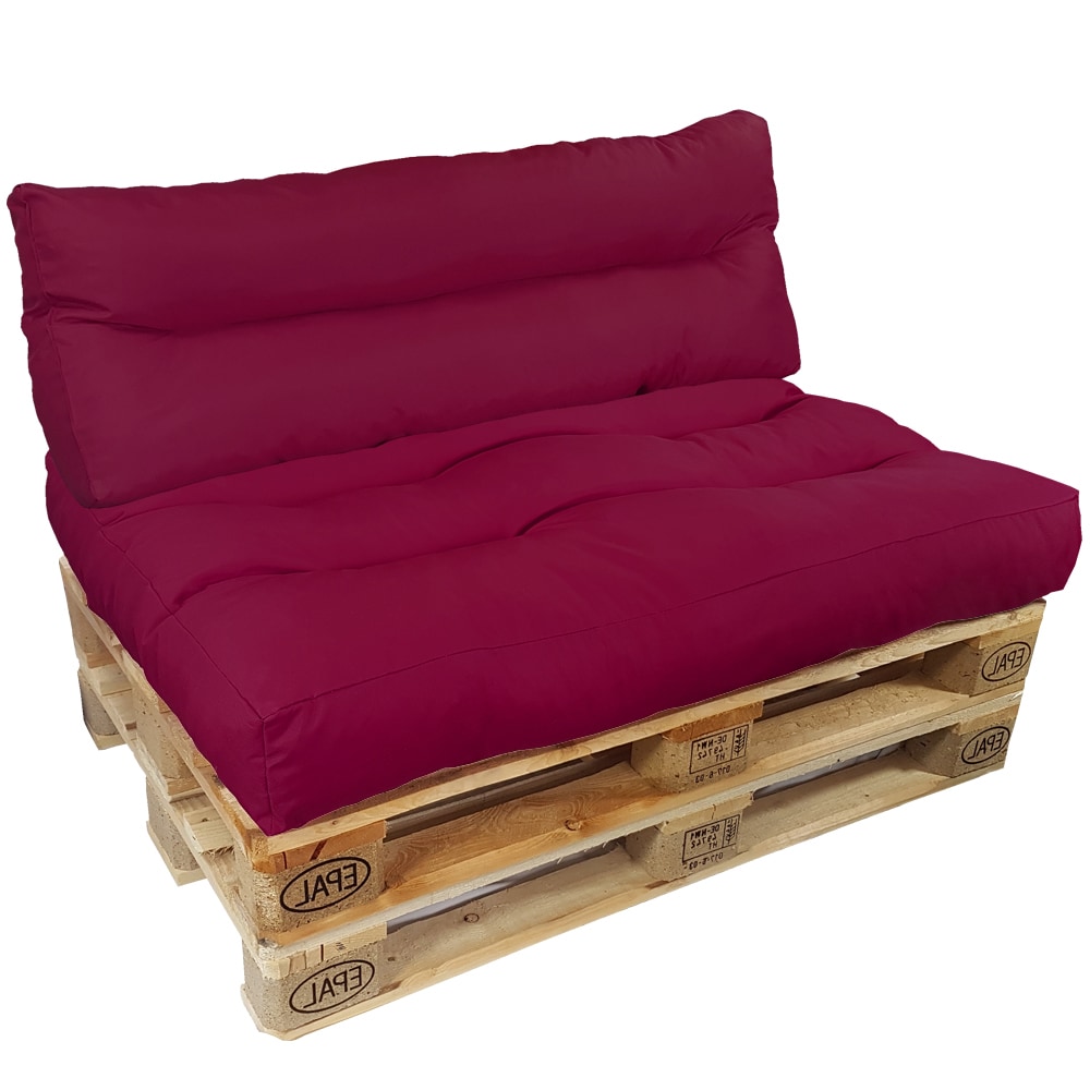 NYVI Palettenkissen Set SunLounge - Paletten Sitzkissen 120x80 cm + R&uuml;ckenlehne 120x40 cm Farbe:Beere;Variante:2-teiliges Set - Bild 1