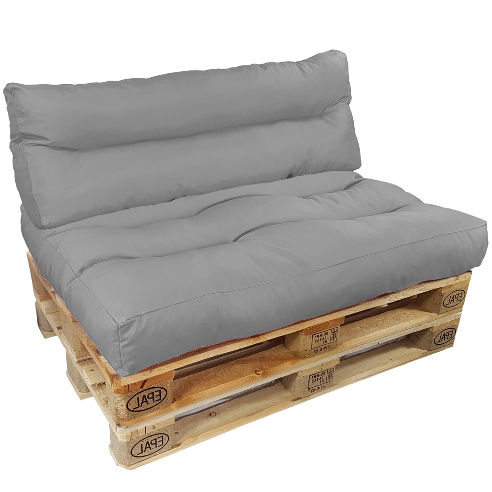 NYVI Palettenkissen Set SunLounge - Paletten Sitzkissen 120x80 cm + R&uuml;ckenlehne 120x40 cm Farbe:Grau;Variante:2-teiliges Set - Bild 1