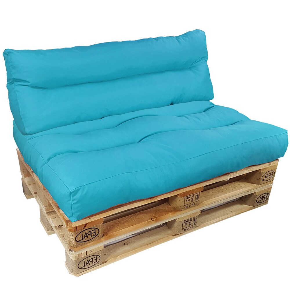 NYVI Palettenkissen Set SunLounge - Paletten Sitzkissen 120x80 cm + R&uuml;ckenlehne 120x40 cm Farbe:Aqua;Variante:2-teiliges Set - Bild 1