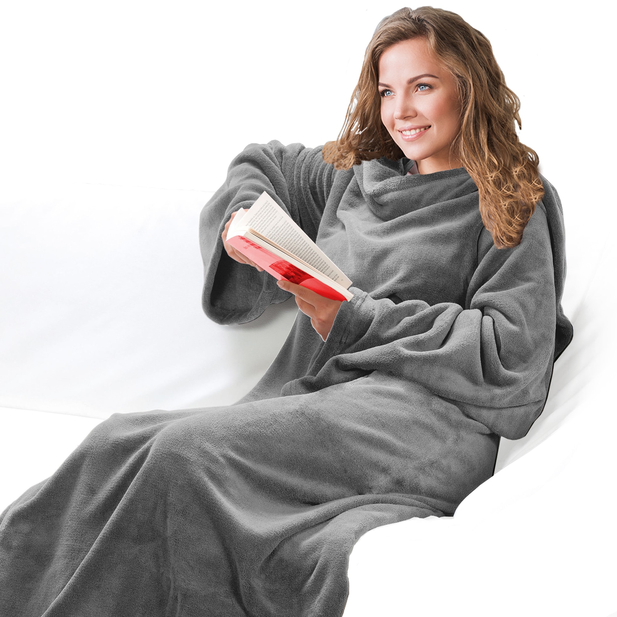 NYVI &Auml;rmeldecke CozyWear XXL 150x240 cm - Luxus TV Decke mit &Auml;rmeln - Extragro&szlig;e & Extraflauschige tragbare Kuscheldecke Farbe:Grau;Gr&ouml;&szlig;e:150x240 cm (1x) - Bild 1