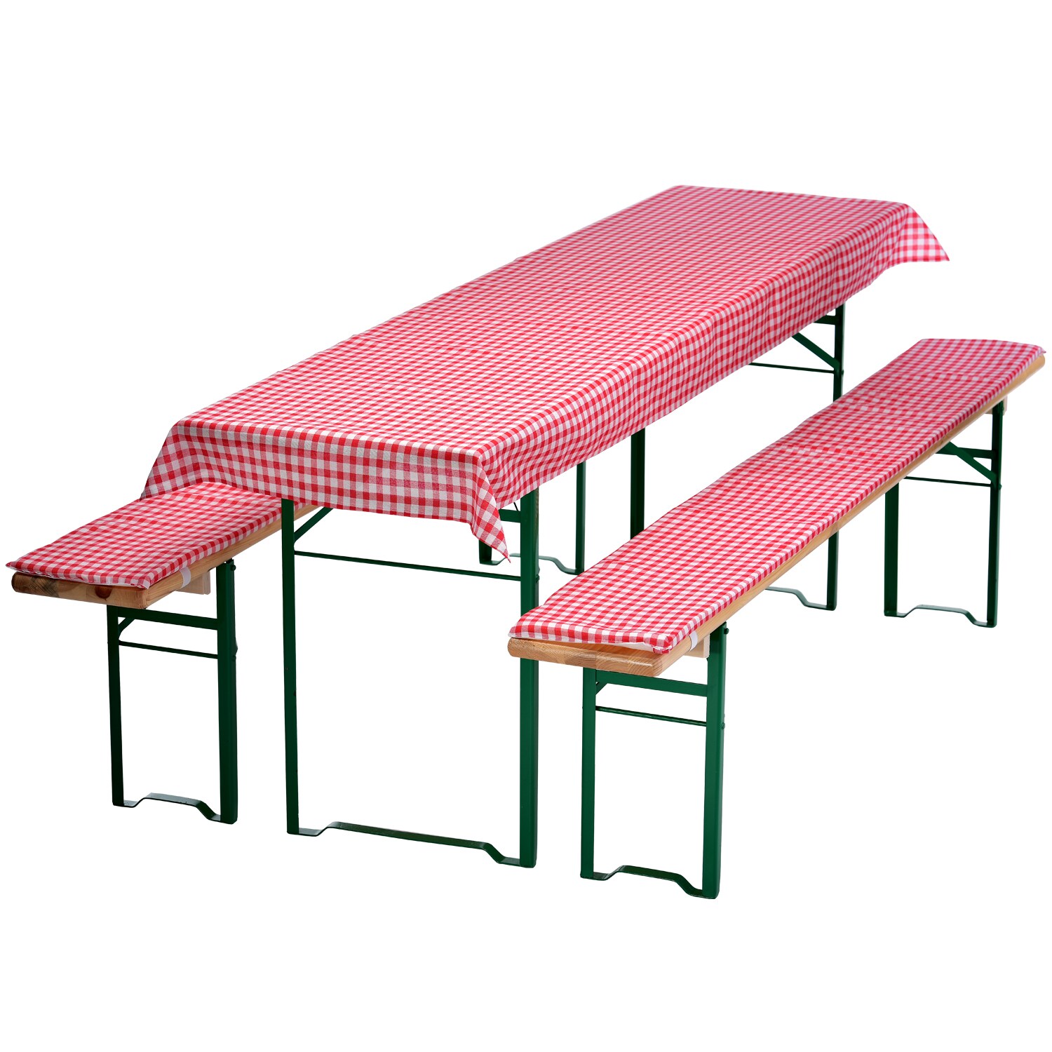 NYVI Bierbankauflagen Set NYVIGala 3 teilig - Auflagen f&uuml;r Bierzeltgarnitur - Tischdecke f&uuml;r Biertisch & Sitzpolster f&uuml;r Bierb&auml;nke Gr&ouml;&szlig;e:240x90 cm;Farbe:Rot Kariert - Bild 1