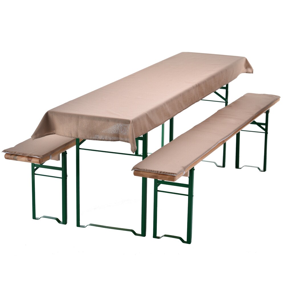 NYVI Bierbankauflagen Set NYVIGala 3 teilig - Auflagen f&uuml;r Bierzeltgarnitur - Tischdecke f&uuml;r Biertisch & Sitzpolster f&uuml;r Bierb&auml;nke Farbe:Beige;Gr&ouml;&szlig;e:240x90 cm - Bild 1