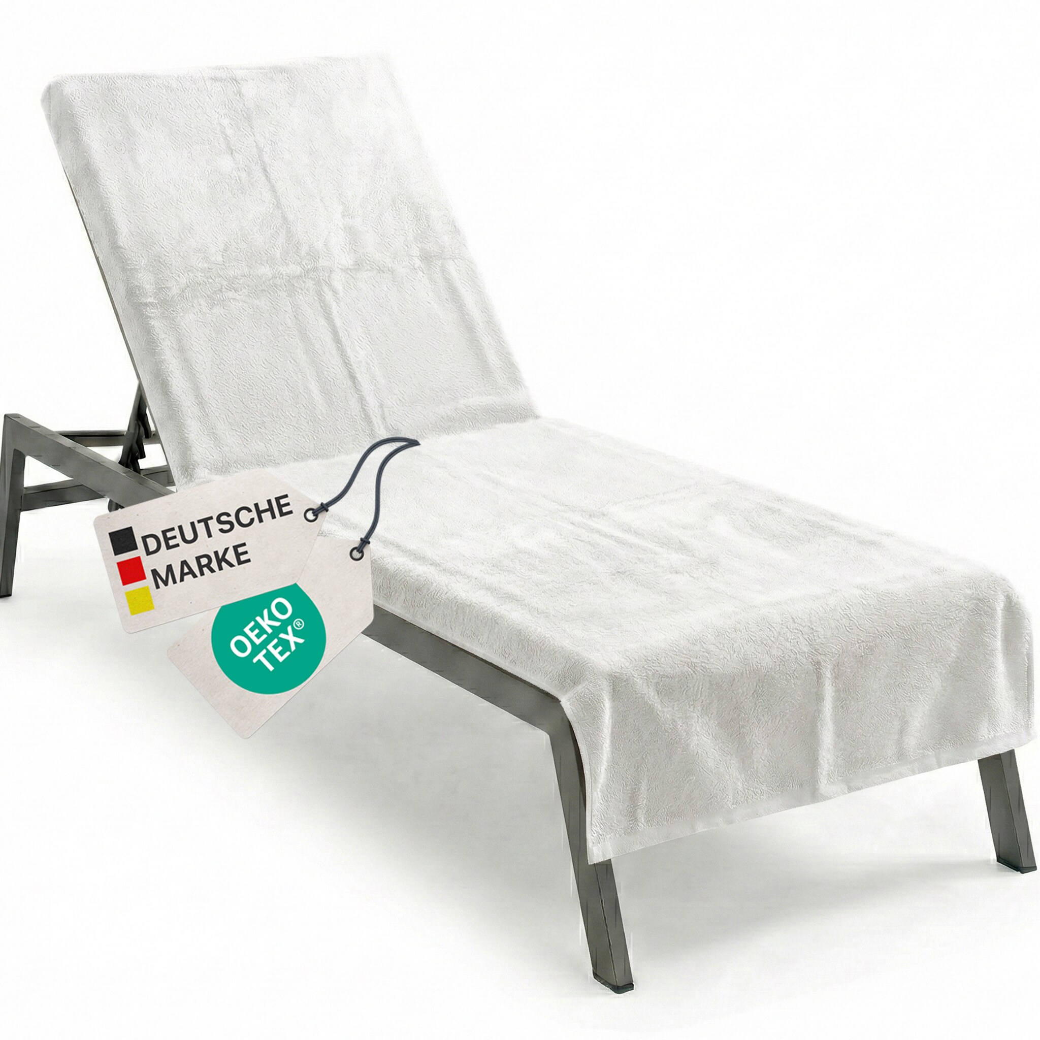 NYVI Frottee Schonbezug f&uuml;r Gartenliege NYVISpa 75x200 cm - Hygiene Liegestuhlauflage f&uuml;r Sonnenliegen Strandliegen Farbe:Wei&szlig; - Bild 1