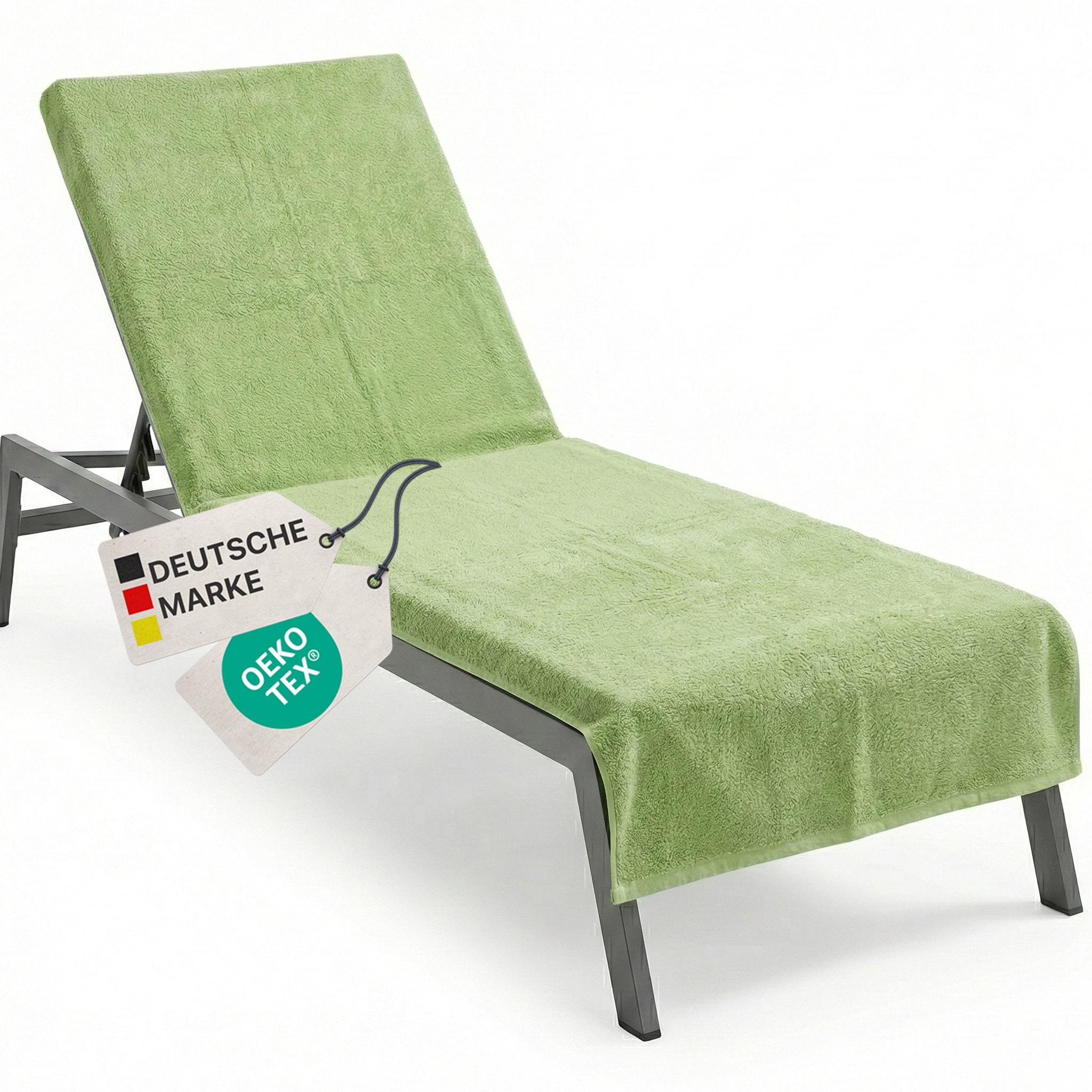 NYVI Frottee Schonbezug f&uuml;r Gartenliege NYVISpa 75x200 cm - Hygiene Liegestuhlauflage f&uuml;r Sonnenliegen Strandliegen Farbe:Gr&uuml;n - Bild 1