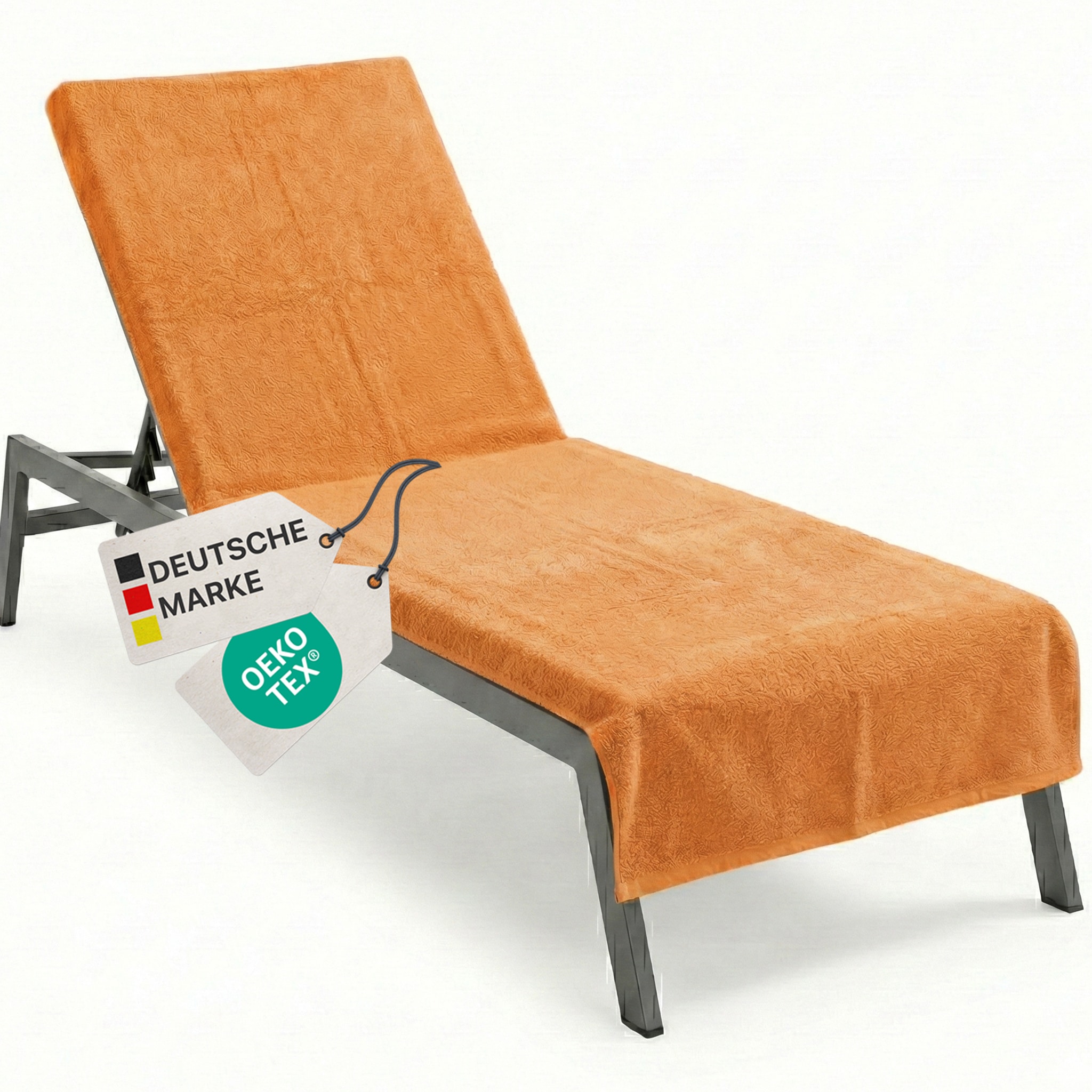 NYVI Frottee Schonbezug f&uuml;r Gartenliege NYVISpa 75x200 cm - Hygiene Liegestuhlauflage f&uuml;r Sonnenliegen Strandliegen Farbe:Orange - Bild 1