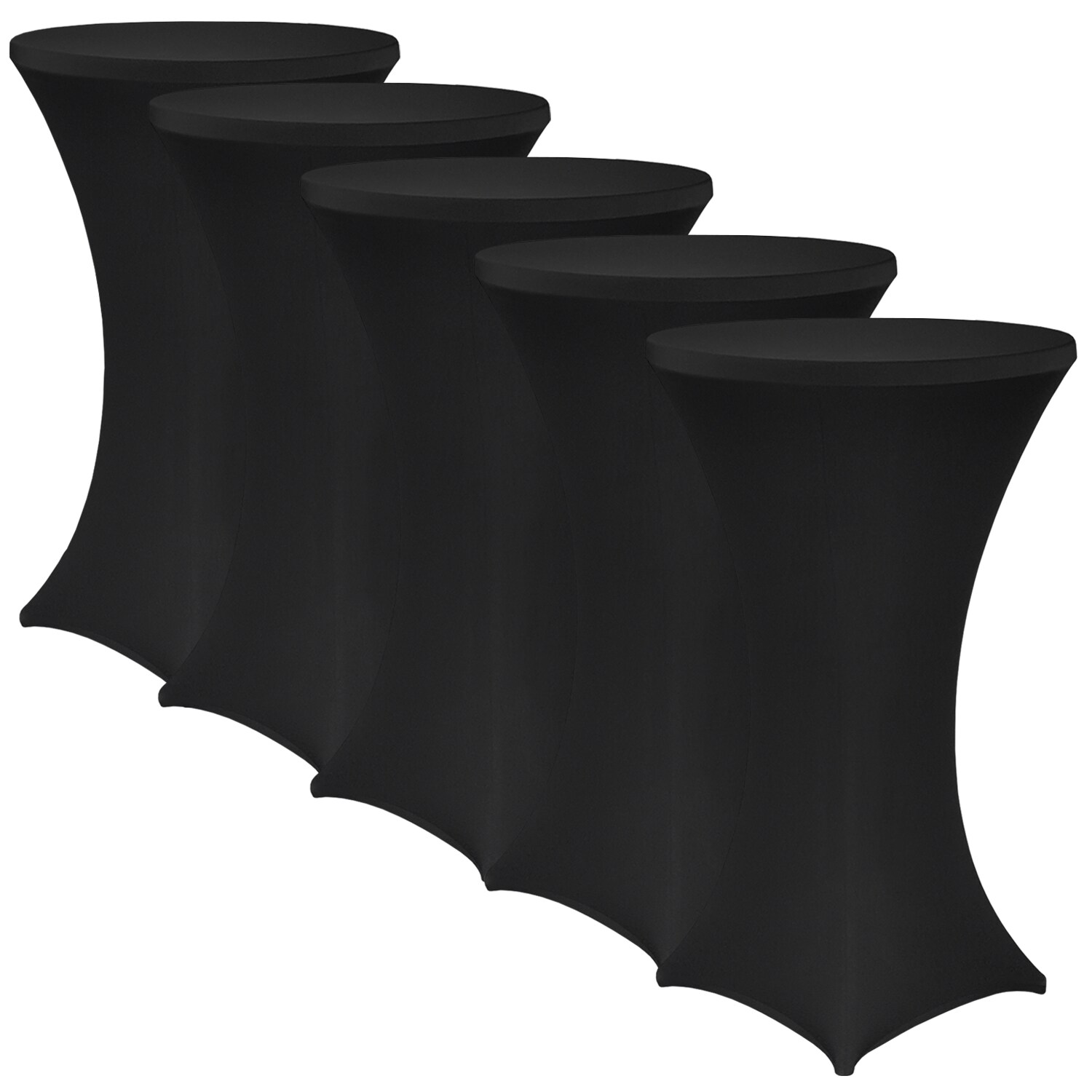 NYVI Stehtischhusse NYVIGala - Elastische Stretchhusse für Stehtische & Bistrotische Farbe:Schwarz;Größe:Ø 60-65 cm - 5er Set