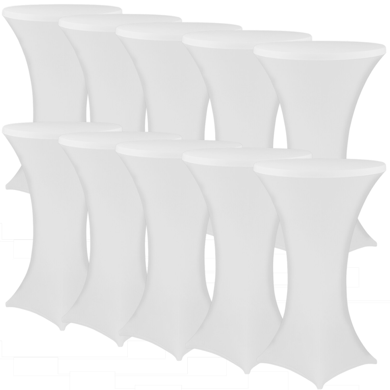 NYVI Stehtischhusse NYVIGala - Elastische Stretchhusse für Stehtische & Bistrotische Farbe:Weiß;Größe:Ø 60-65 cm - 10er Set