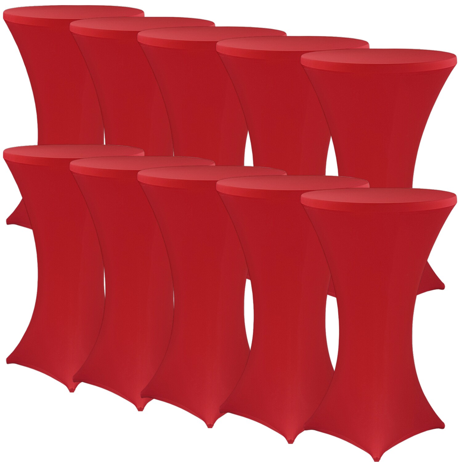 NYVI Stehtischhusse NYVIGala - Elastische Stretchhusse für Stehtische & Bistrotische Farbe:Rot;Größe:Ø 60-65 cm - 10er Set