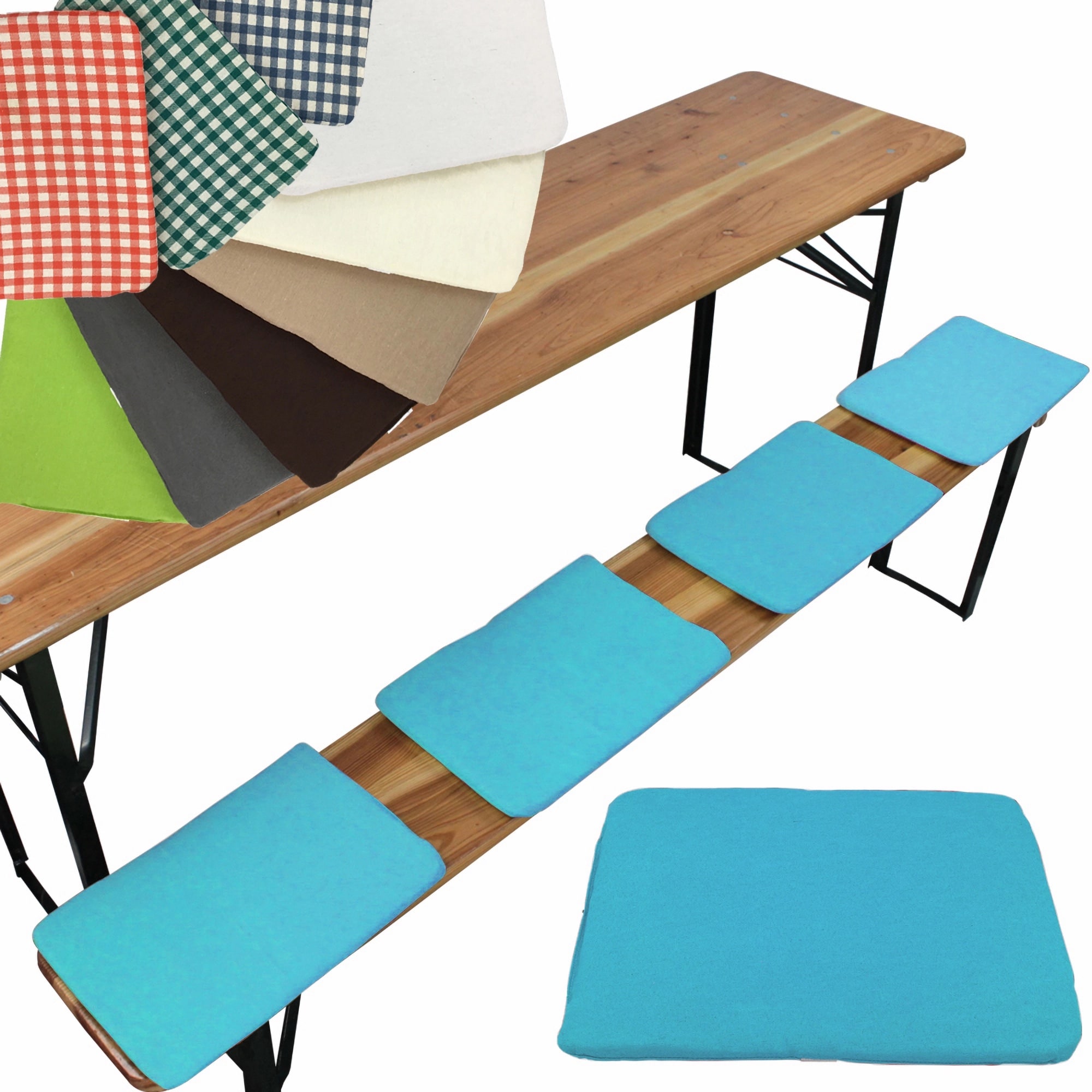 NYVI Bierbank Sitzkissen 36x25 cm NYVIGala 4er Set - Komfortable Sitzpolster f&uuml;r Bierb&auml;nke - Bierbankkissen mit elastischer Klettband Befestigung Farbe:Aqua - Bild 1