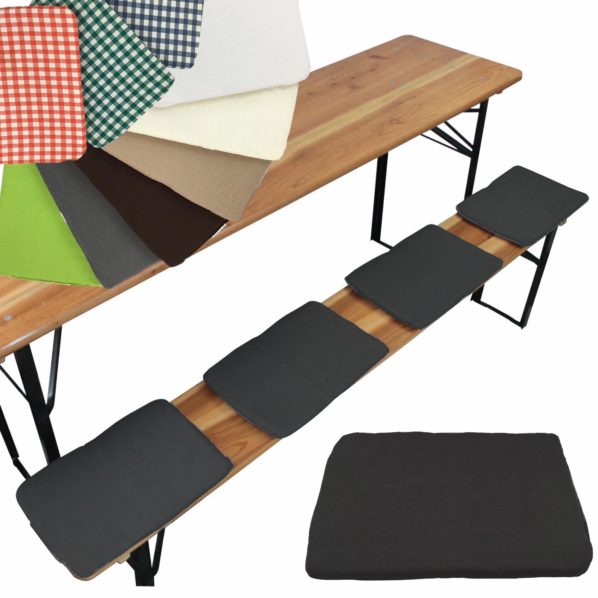 NYVI Bierbank Sitzkissen 36x25 cm NYVIGala 4er Set - Komfortable Sitzpolster f&uuml;r Bierb&auml;nke - Bierbankkissen mit elastischer Klettband Befestigung Farbe:Anthrazit - Bild 1