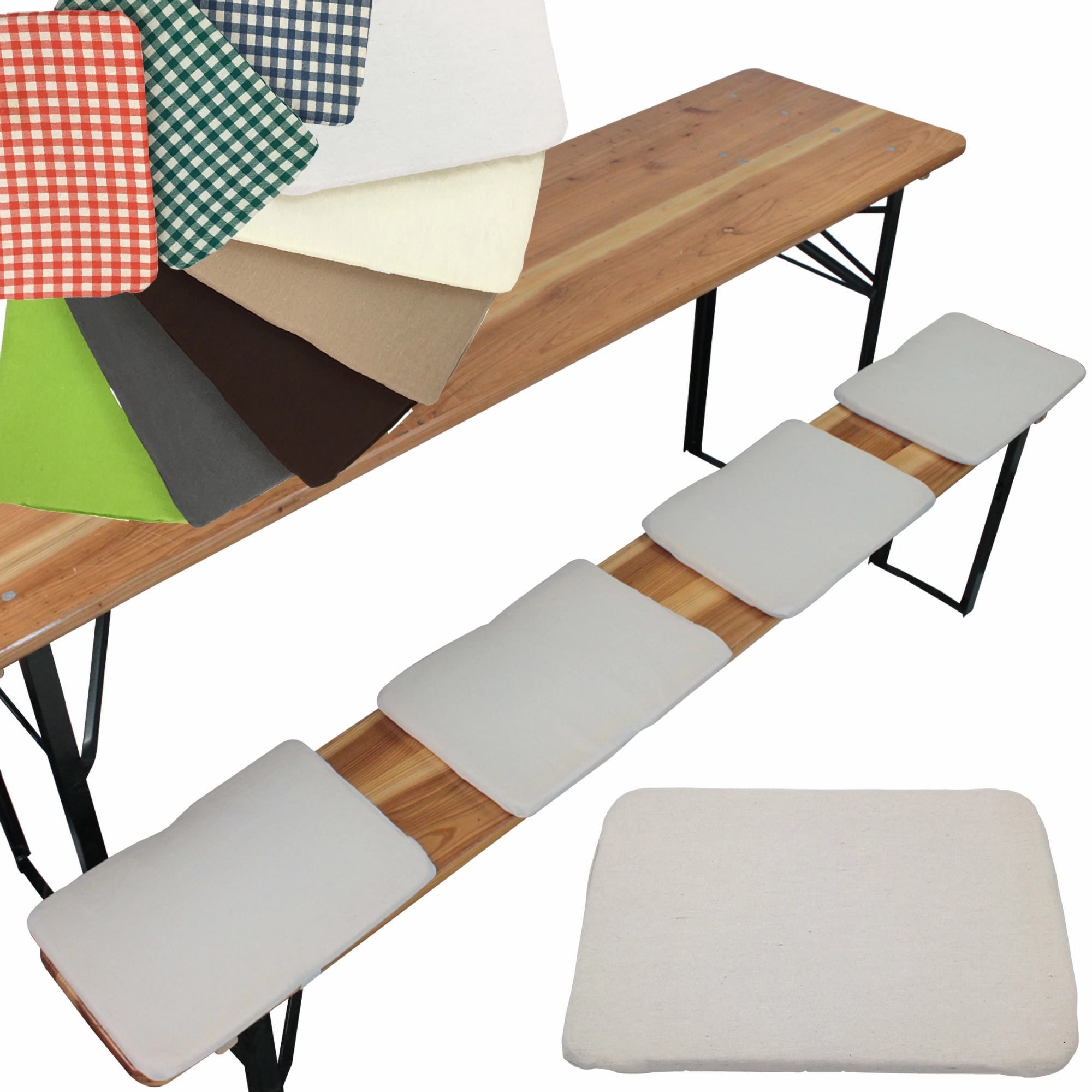 NYVI Bierbank Sitzkissen 36x25 cm NYVIGala 4er Set - Komfortable Sitzpolster f&uuml;r Bierb&auml;nke - Bierbankkissen mit elastischer Klettband Befestigung Farbe:Wei&szlig; - Bild 1