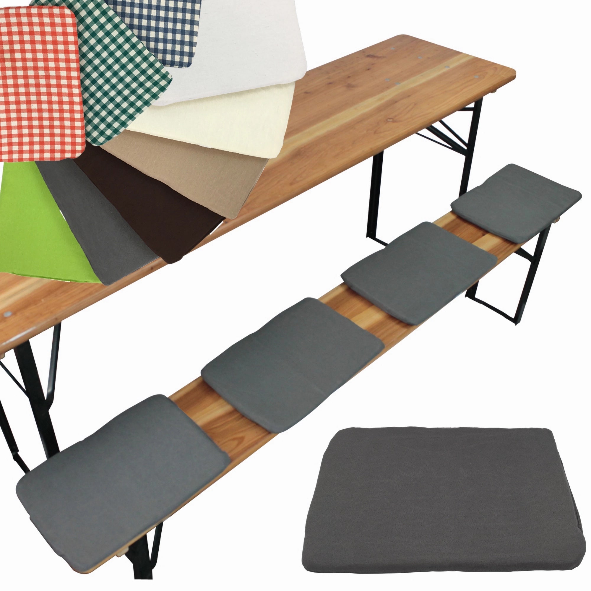 NYVI Bierbank Sitzkissen 36x25 cm NYVIGala 4er Set - Komfortable Sitzpolster f&uuml;r Bierb&auml;nke - Bierbankkissen mit elastischer Klettband Befestigung Farbe:Grau - Bild 1