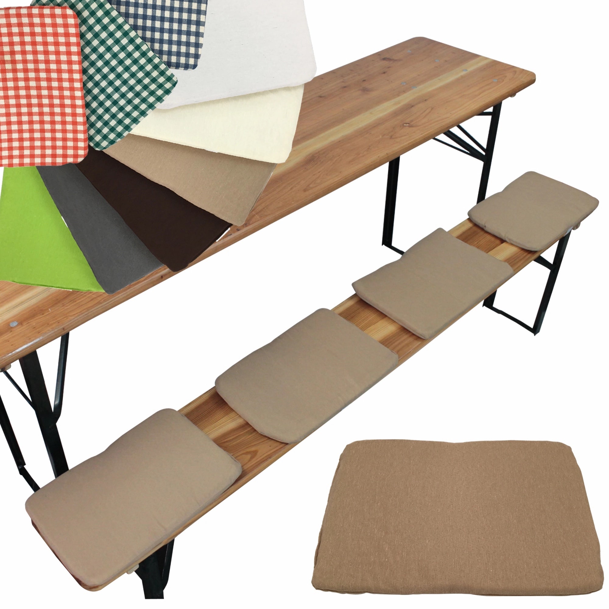 NYVI Bierbank Sitzkissen 36x25 cm NYVIGala 4er Set - Komfortable Sitzpolster f&uuml;r Bierb&auml;nke - Bierbankkissen mit elastischer Klettband Befestigung Farbe:Beige - Bild 1