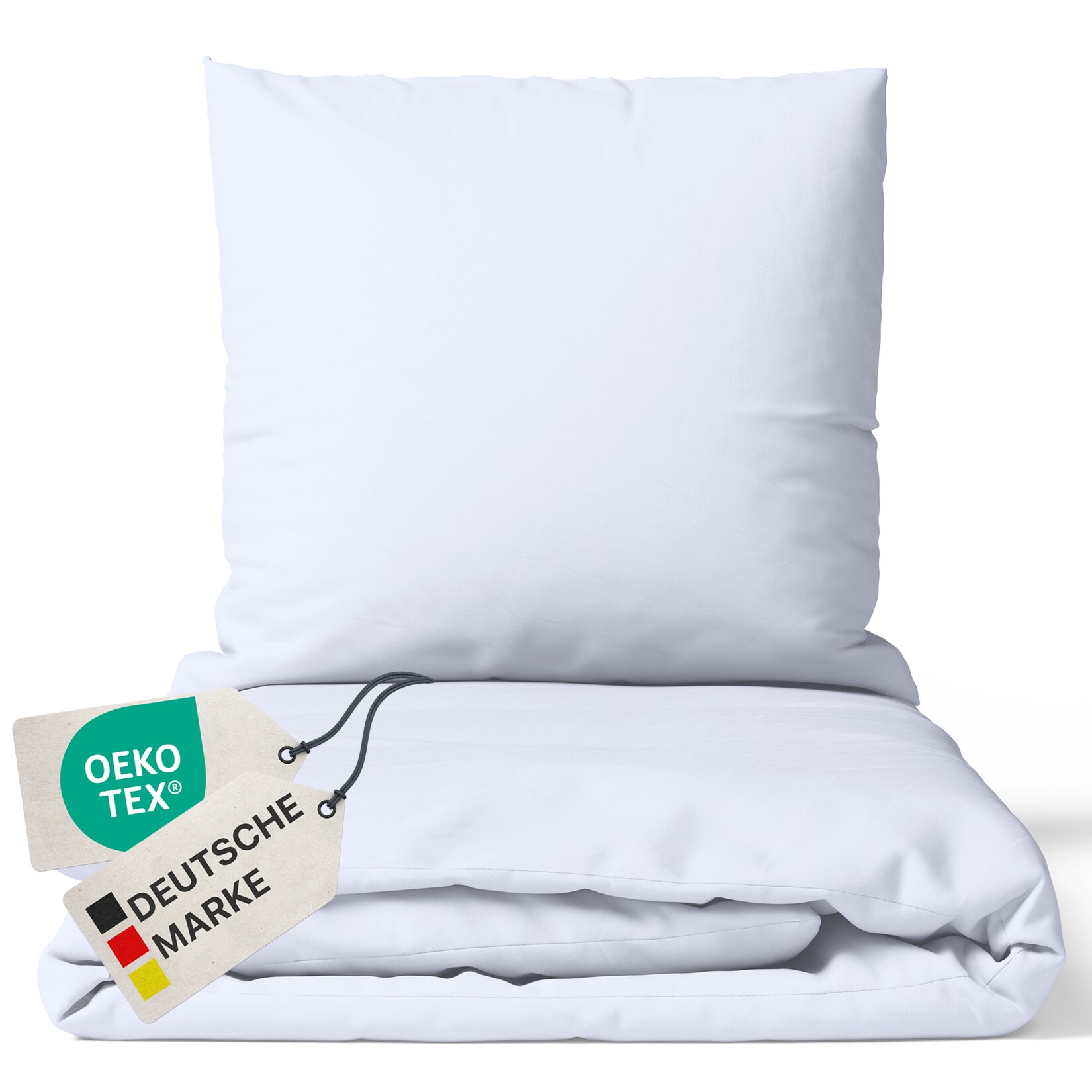 NYVI Bettwäsche Set DreamScience Mikrofaser Uni – Atmungsaktiv & Weich – Mit Reißverschluss Größe:135×200 + 80×80 cm;Farbe:weiß | 04255636628449