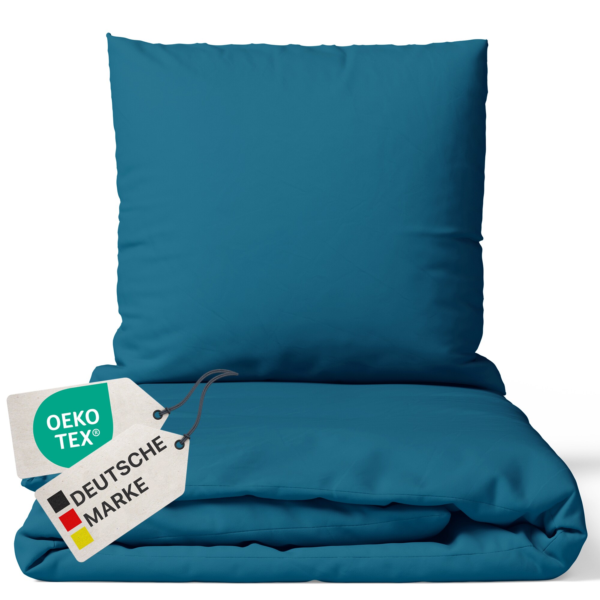 NYVI Bettw&auml;sche Set DreamScience Mikrofaser Uni - Atmungsaktiv & Weich - Mit Rei&szlig;verschluss Gr&ouml;&szlig;e:135x200 + 80x80 cm;Farbe:petrol - Bild 1