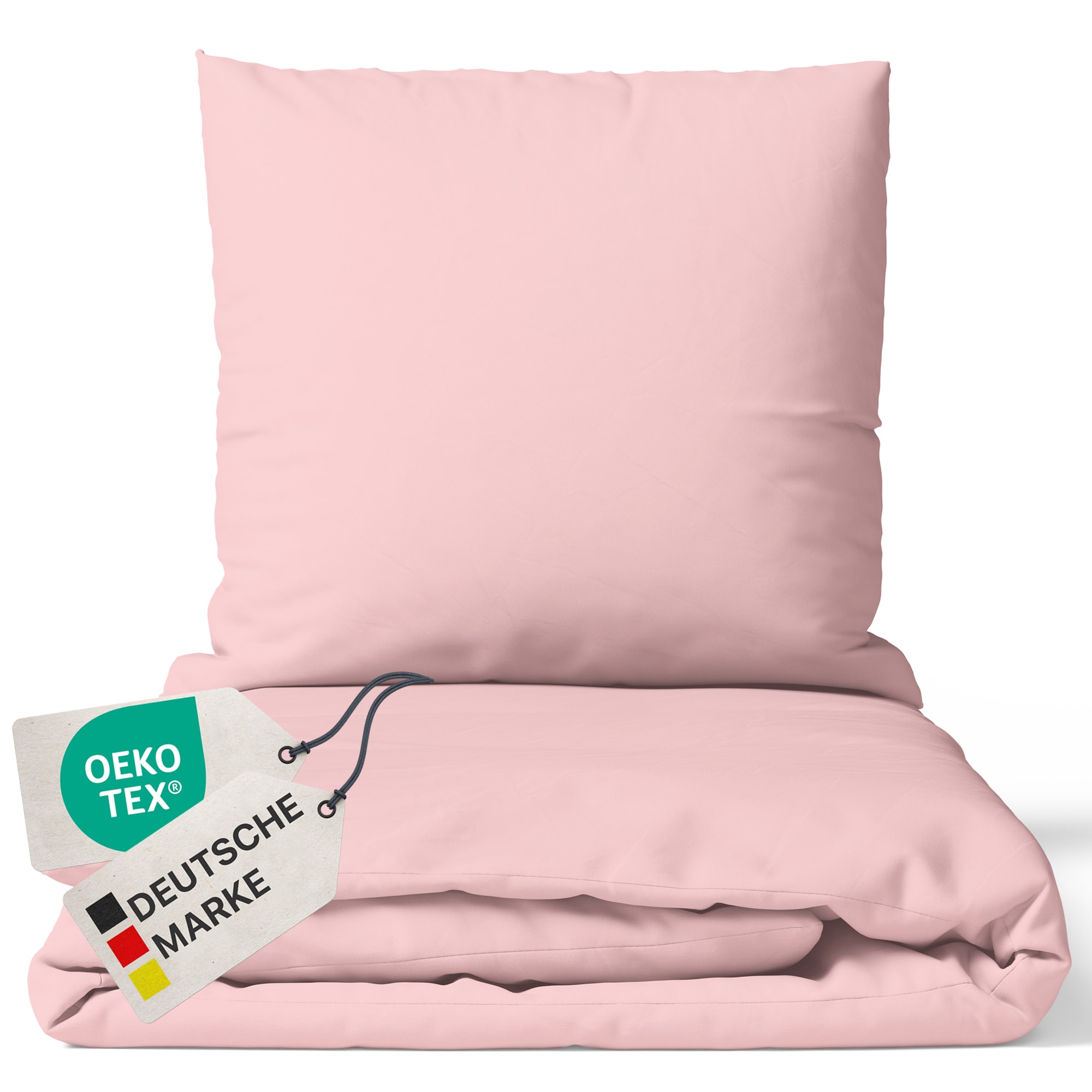 NYVI Bettw&auml;sche Set DreamScience Mikrofaser Uni - Atmungsaktiv & Weich - Mit Rei&szlig;verschluss Gr&ouml;&szlig;e:135x200 + 80x80 cm;Farbe:ros&eacute; - Bild 1