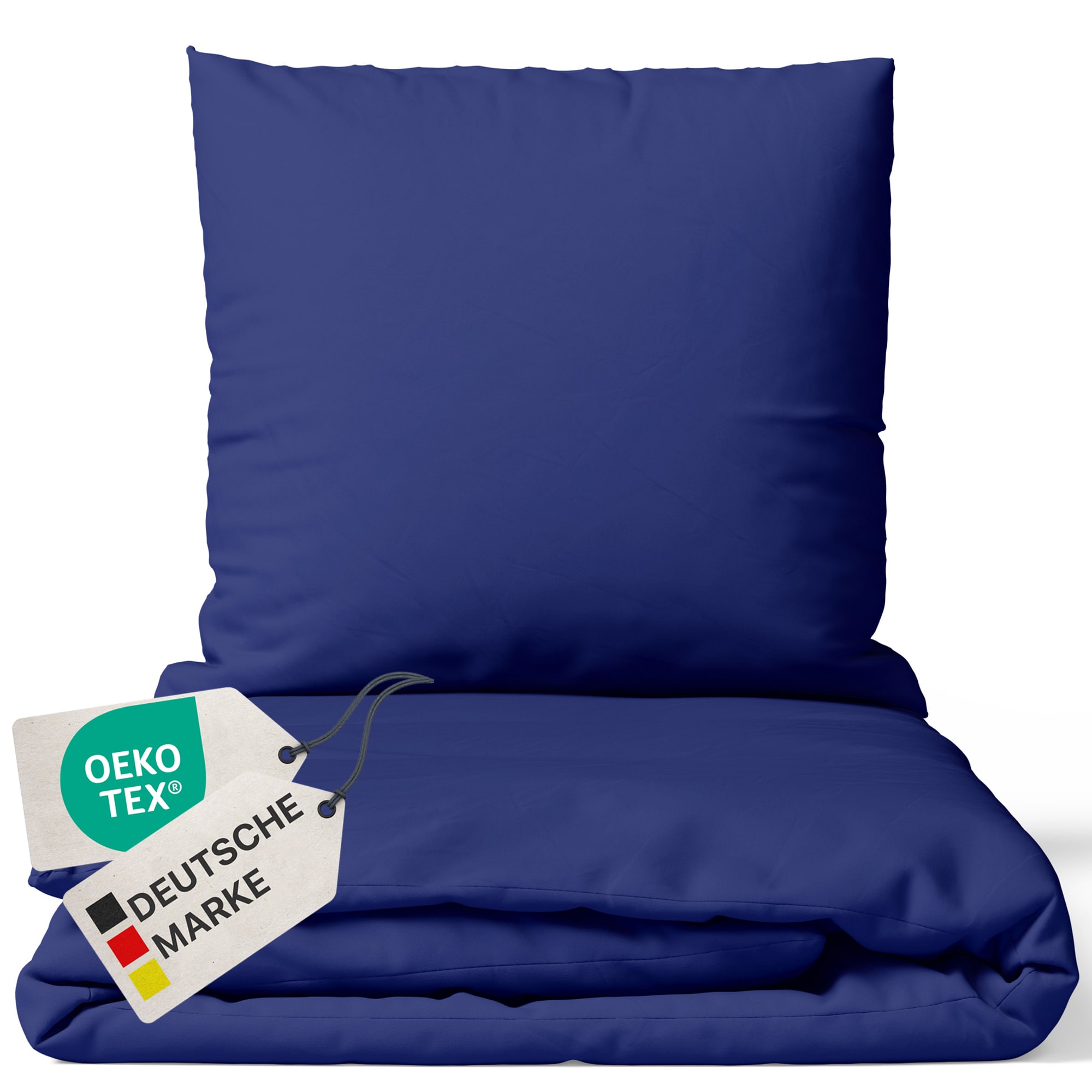 NYVI Bettw&auml;sche Set DreamScience Mikrofaser Uni - Atmungsaktiv & Weich - Mit Rei&szlig;verschluss Farbe:navyblau;Gr&ouml;&szlig;e:155x220 + 80x80 cm - Bild 1