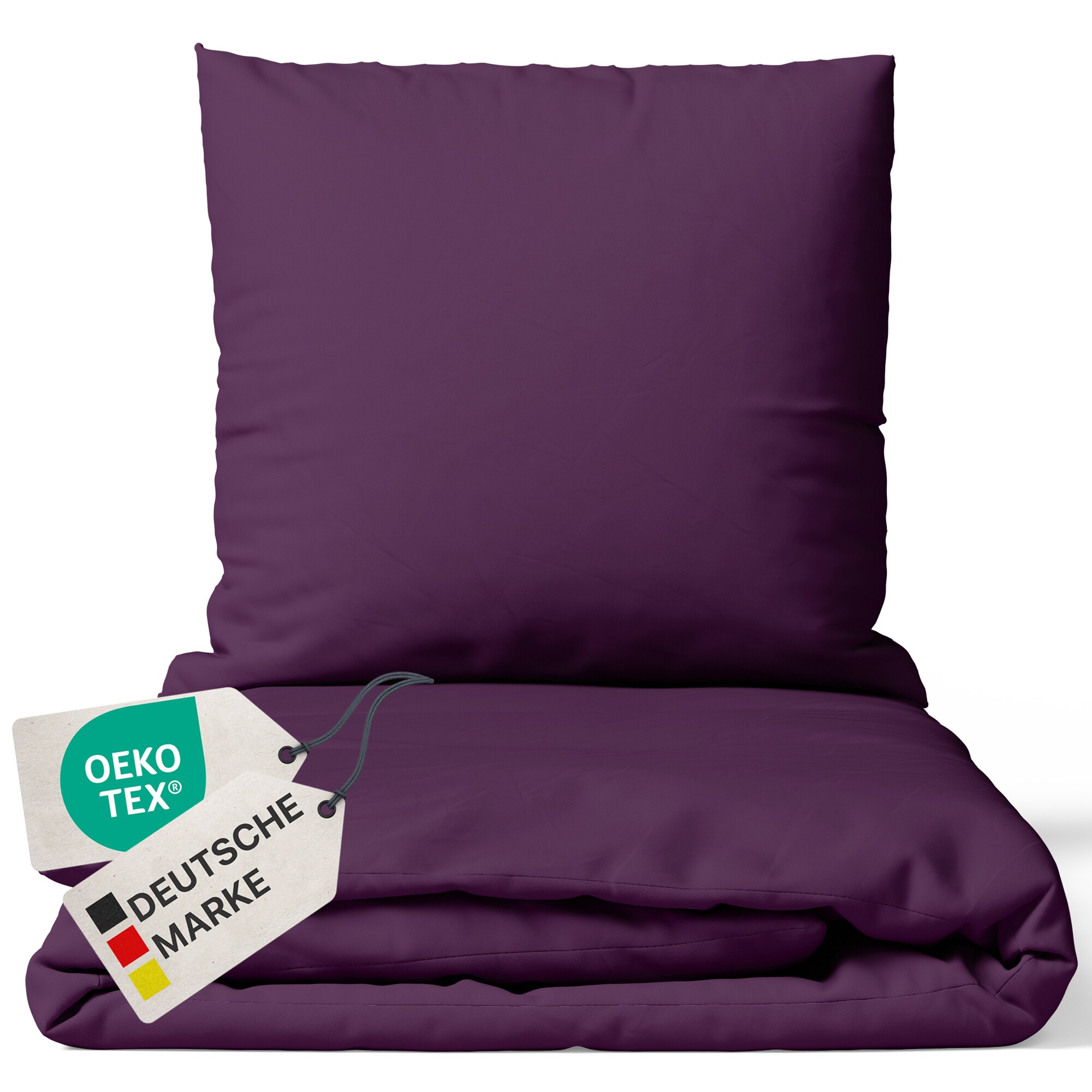 NYVI Bettw&auml;sche Set DreamScience Mikrofaser Uni - Atmungsaktiv & Weich - Mit Rei&szlig;verschluss Farbe:aubergine;Gr&ouml;&szlig;e:155x220 + 80x80 cm - Bild 1